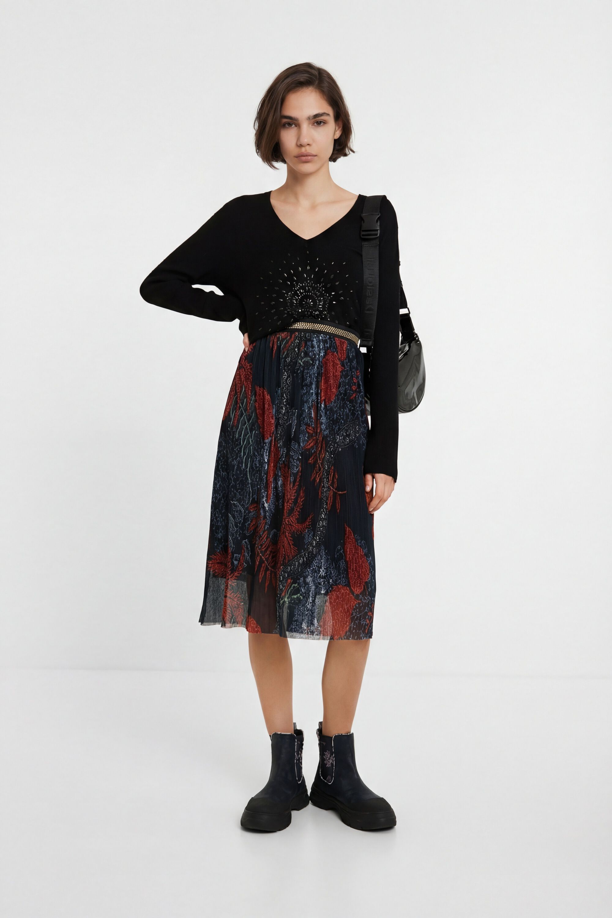 Desigual Geplisseerde midirok met bloemen