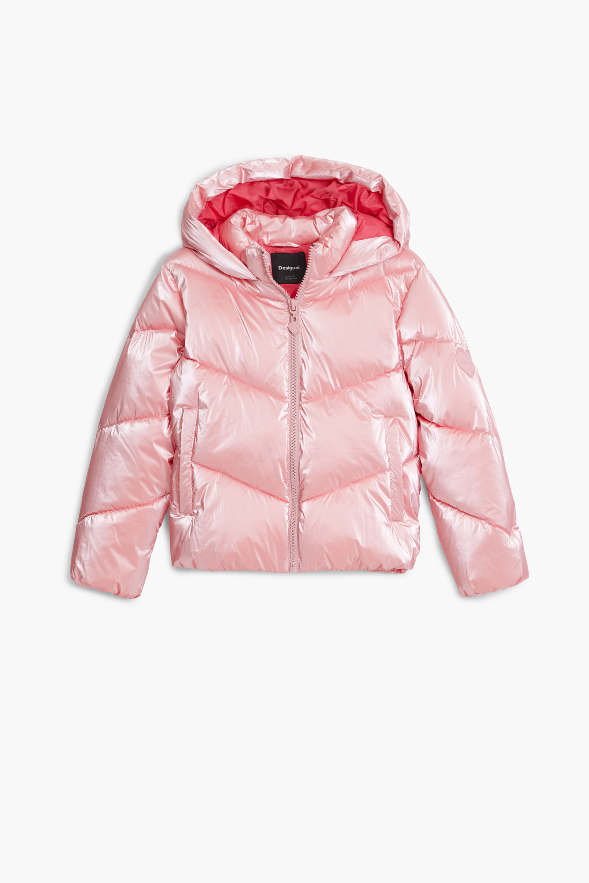 Desigual Metallic gewatteerde jas met capuchon