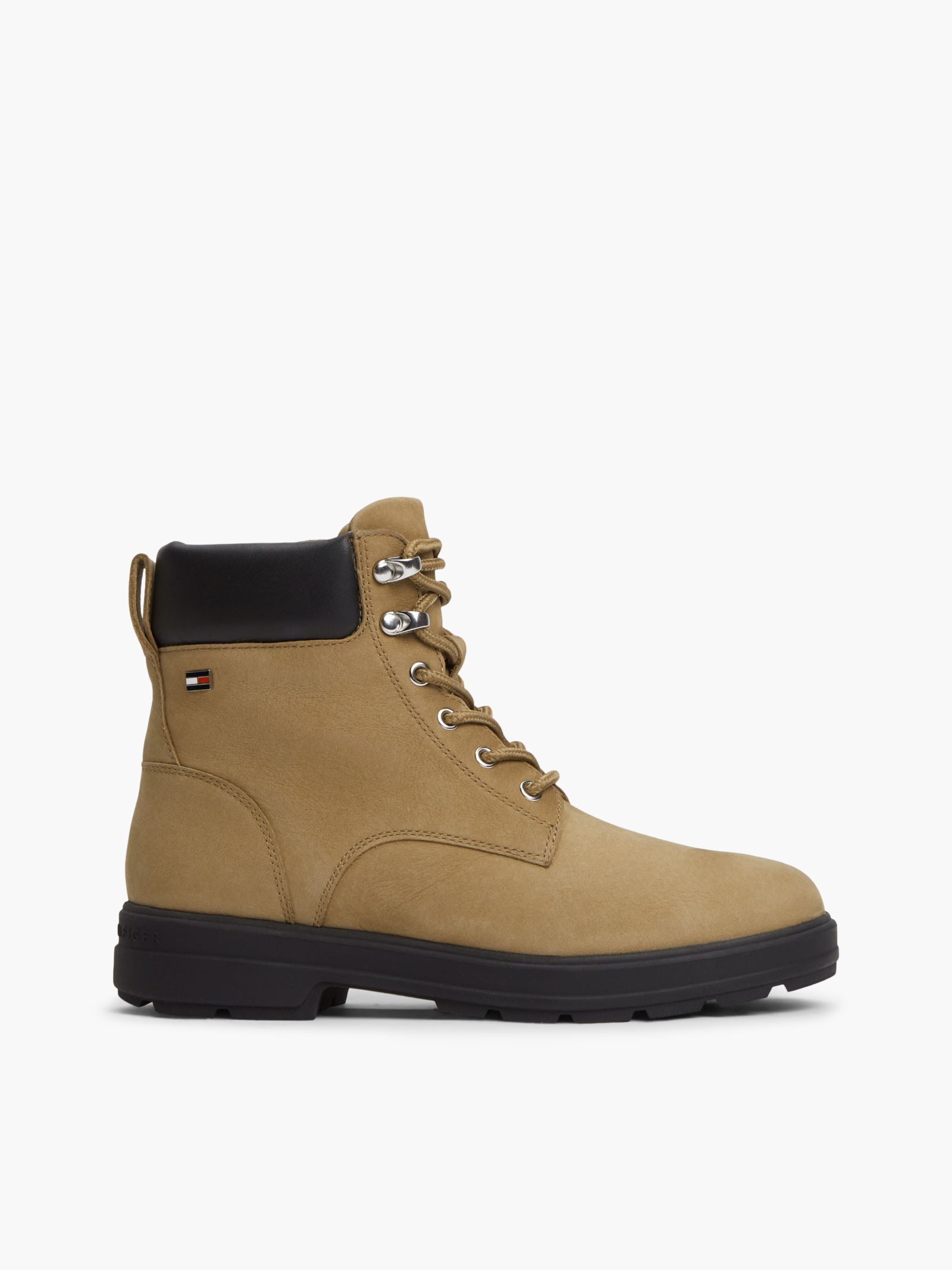 Tommy Hilfiger Waterdichte leren enkellaars met veters in bruin