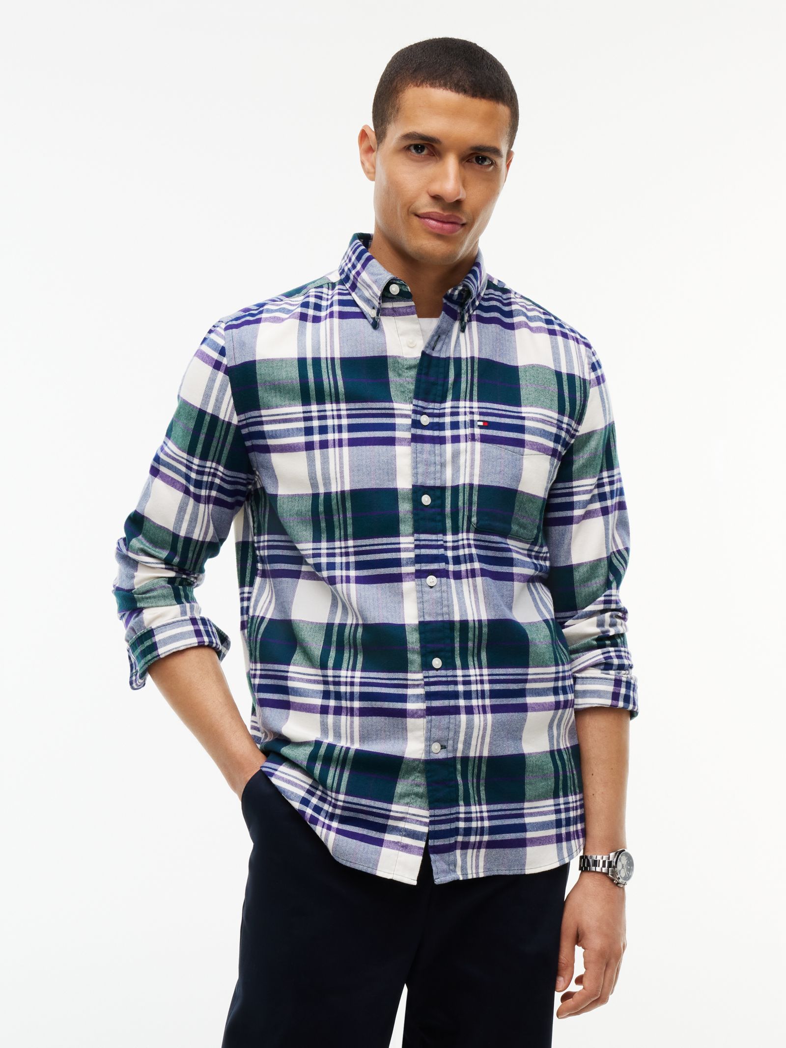 Tommy Hilfiger Regular fit flanellen overhemd met tartanruit in multicolor