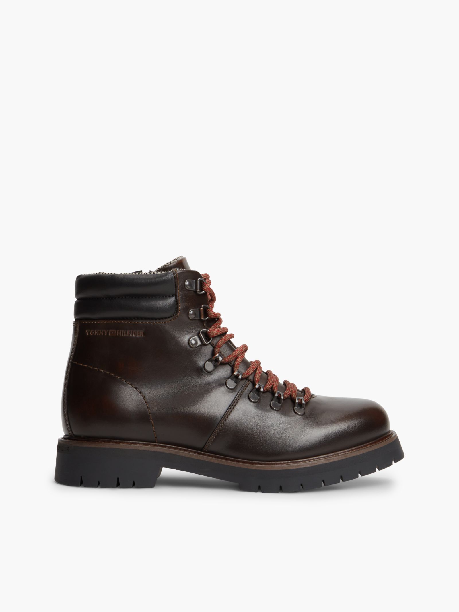 Tommy Hilfiger outdoor waterdichte leren veterlaars in bruin