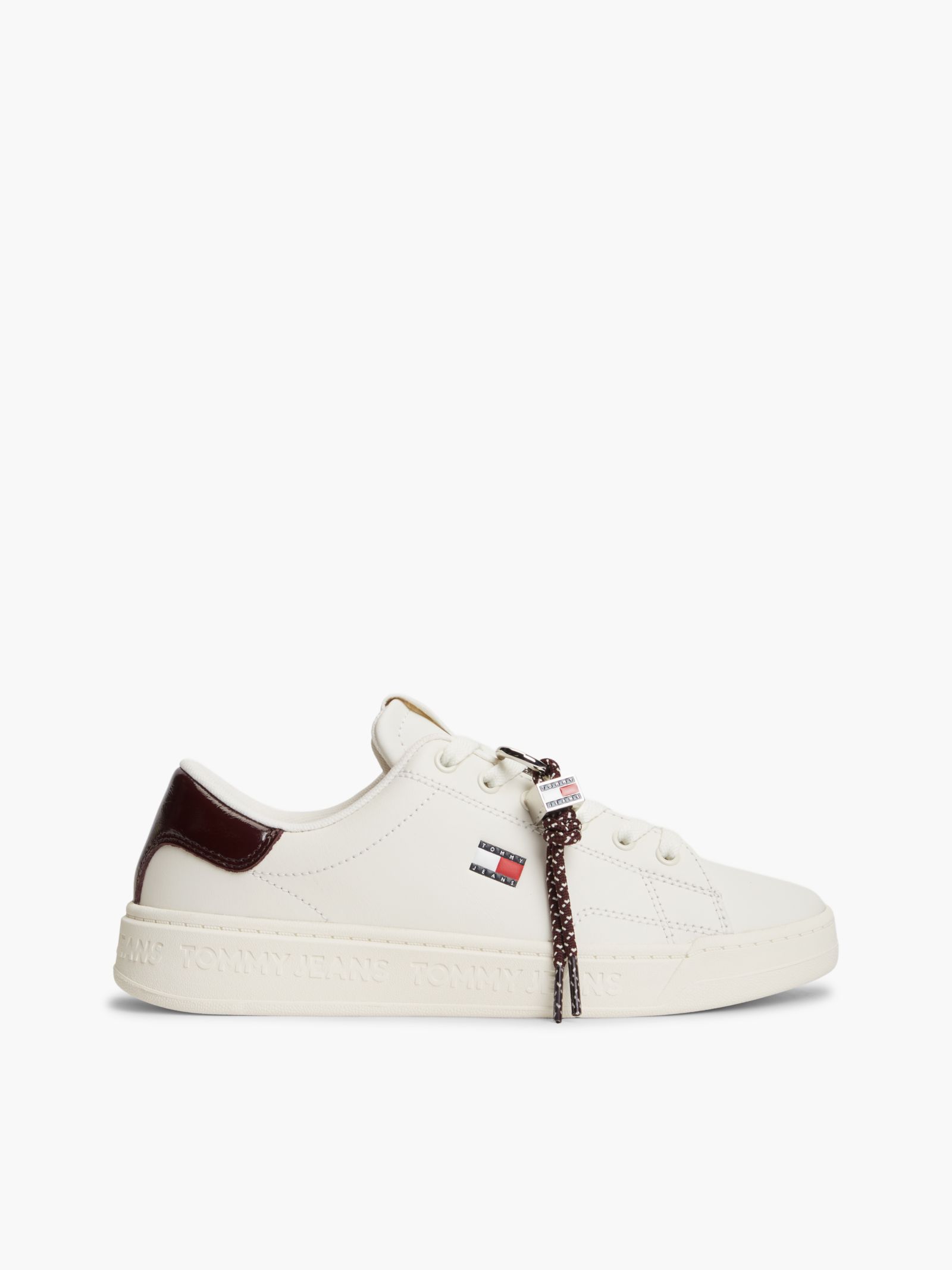 Tommy Jeans Sneaker met leer en logobedel in wit