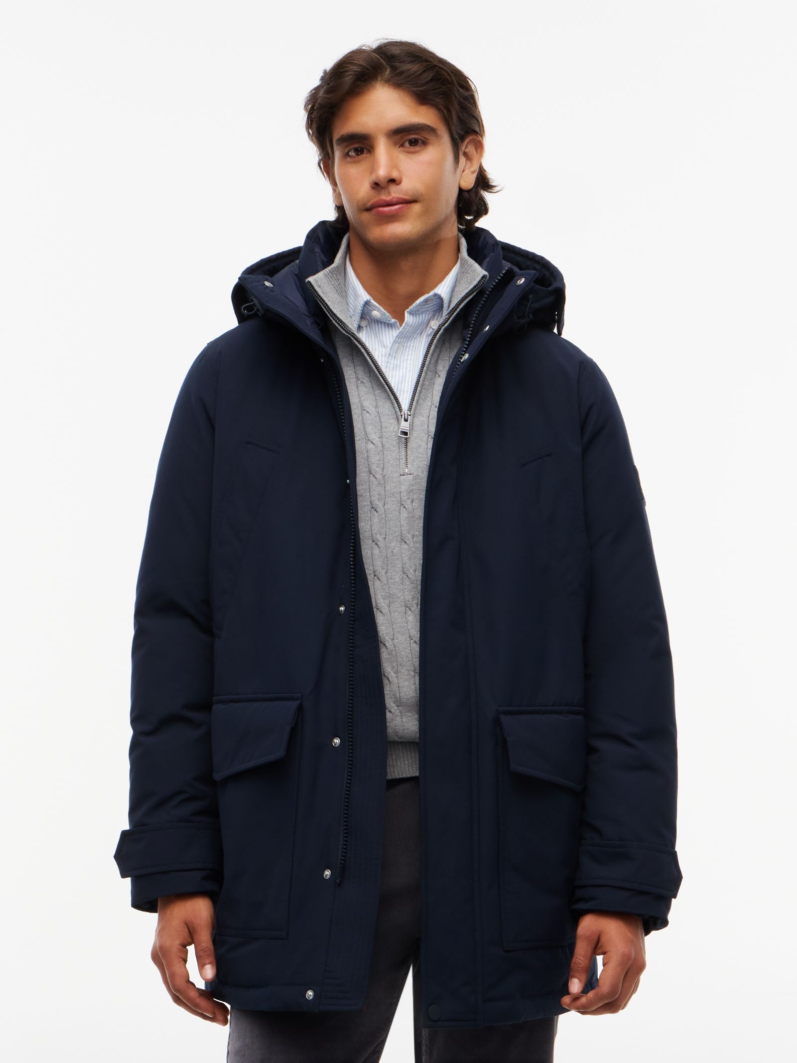 Tommy Hilfiger Rockie Parka met dons capuchon en logo patch in marine