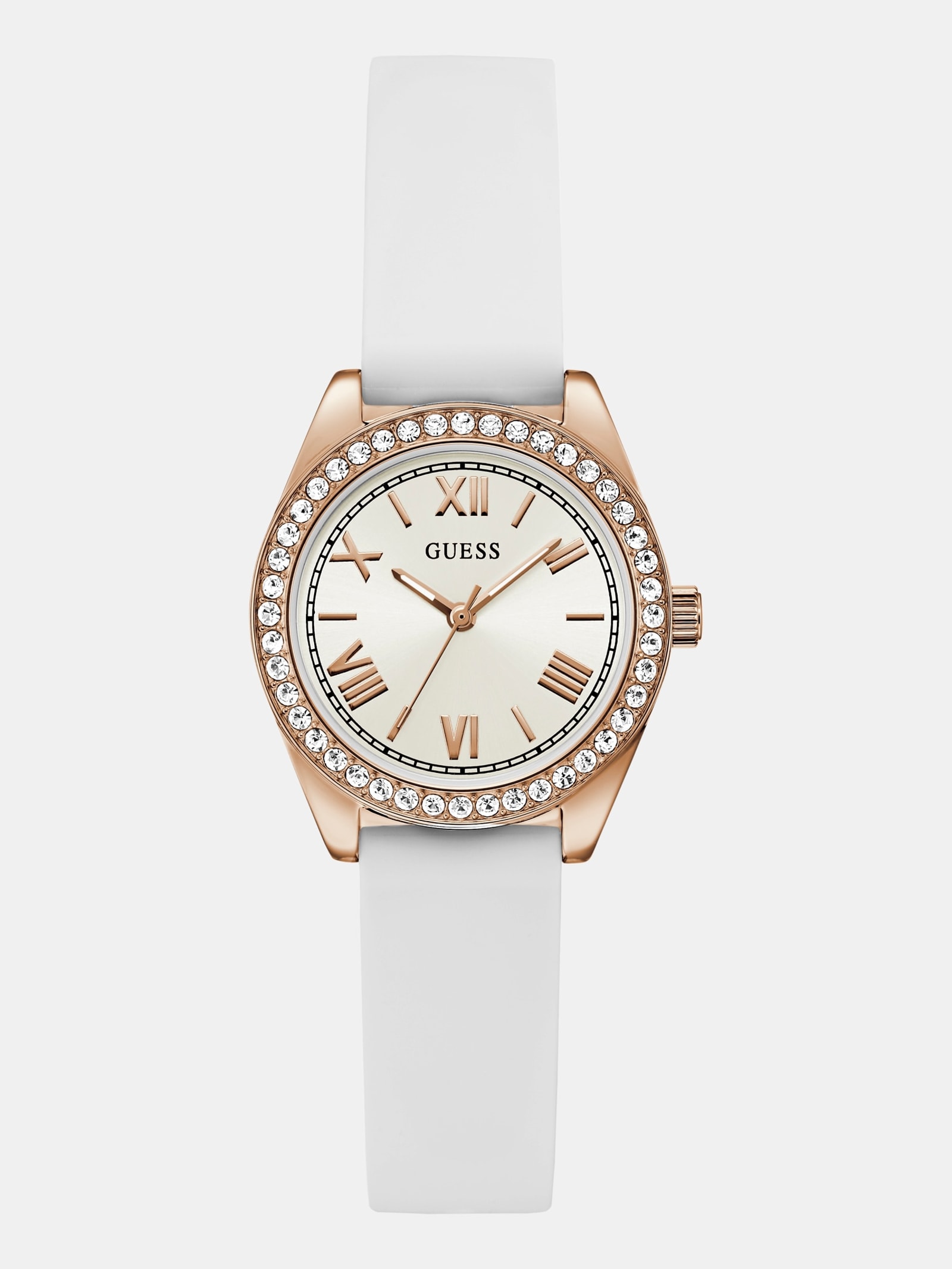 Guess Siliconen Analoog Horloge 30 Mm in wit