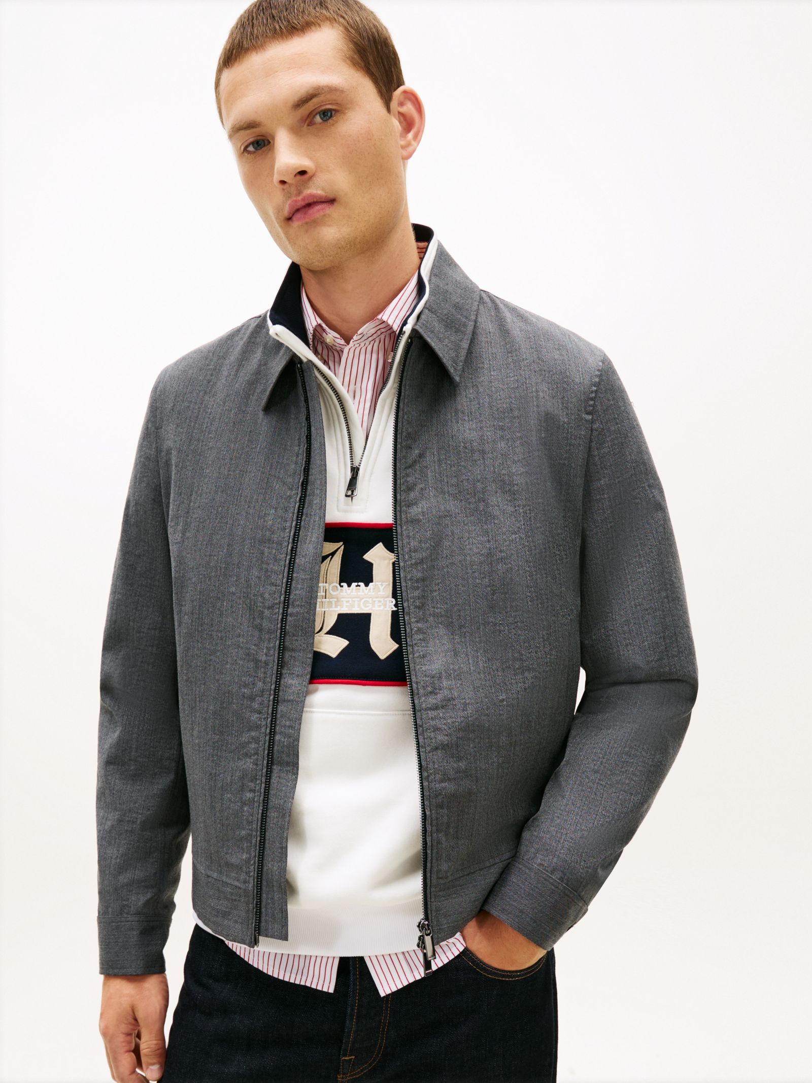 Tommy Hilfiger Smart Casual Wolmix jack met rits