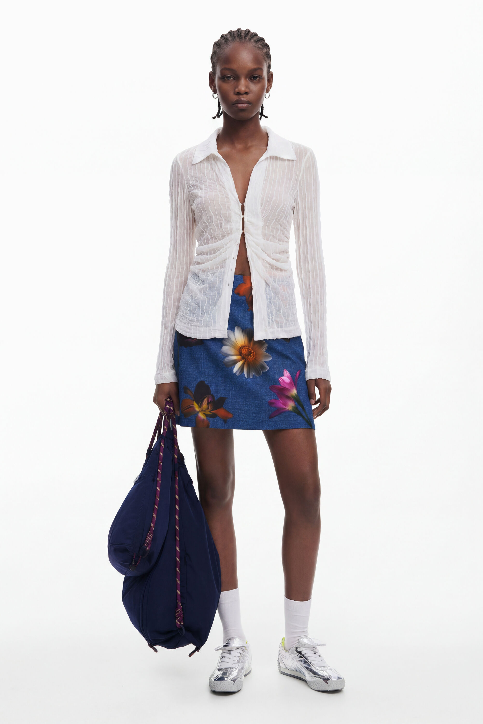 Desigual Strakke bloemen minirok