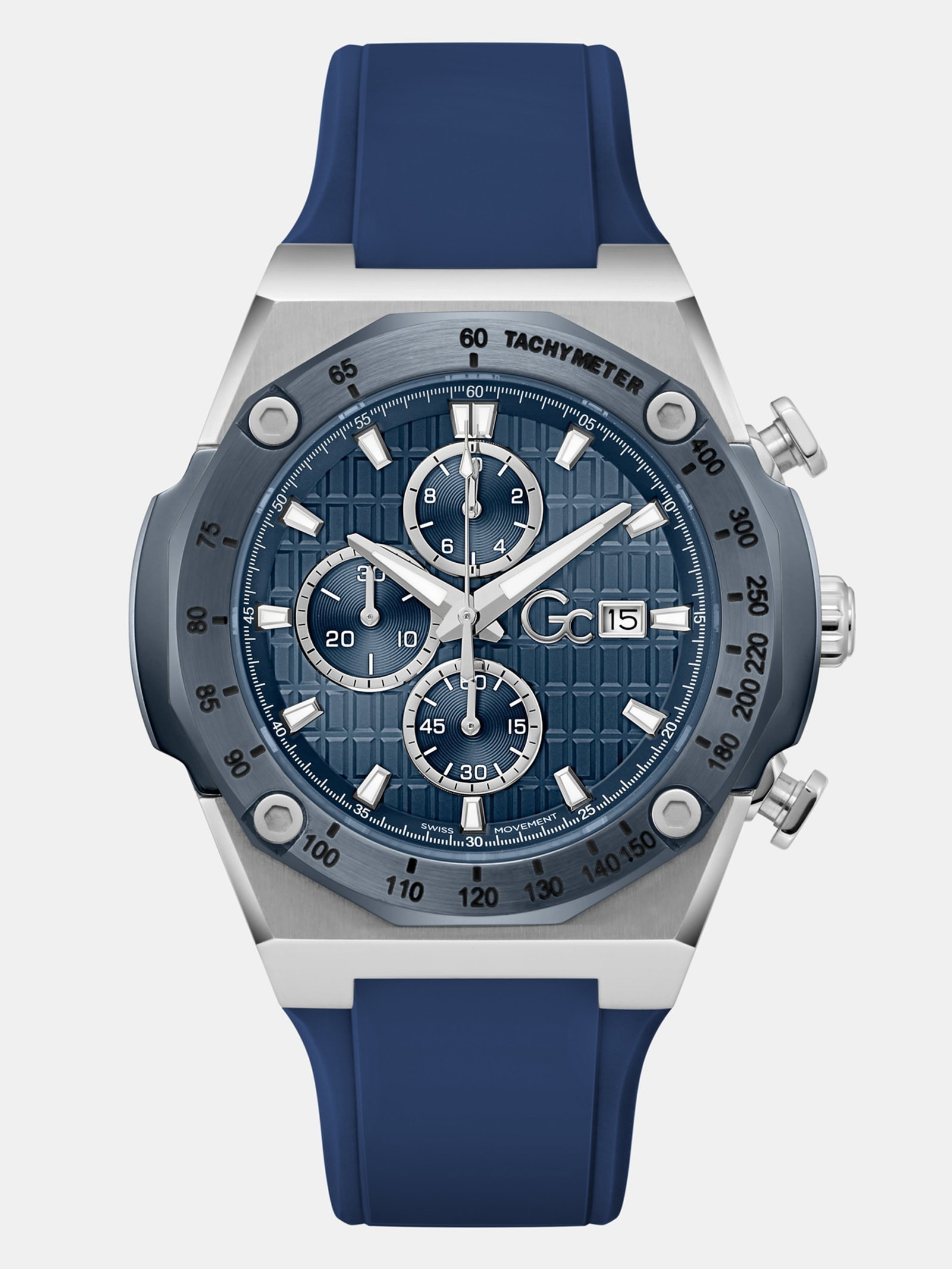Guess Gc Horloge Silicone 45 Mm in blauw