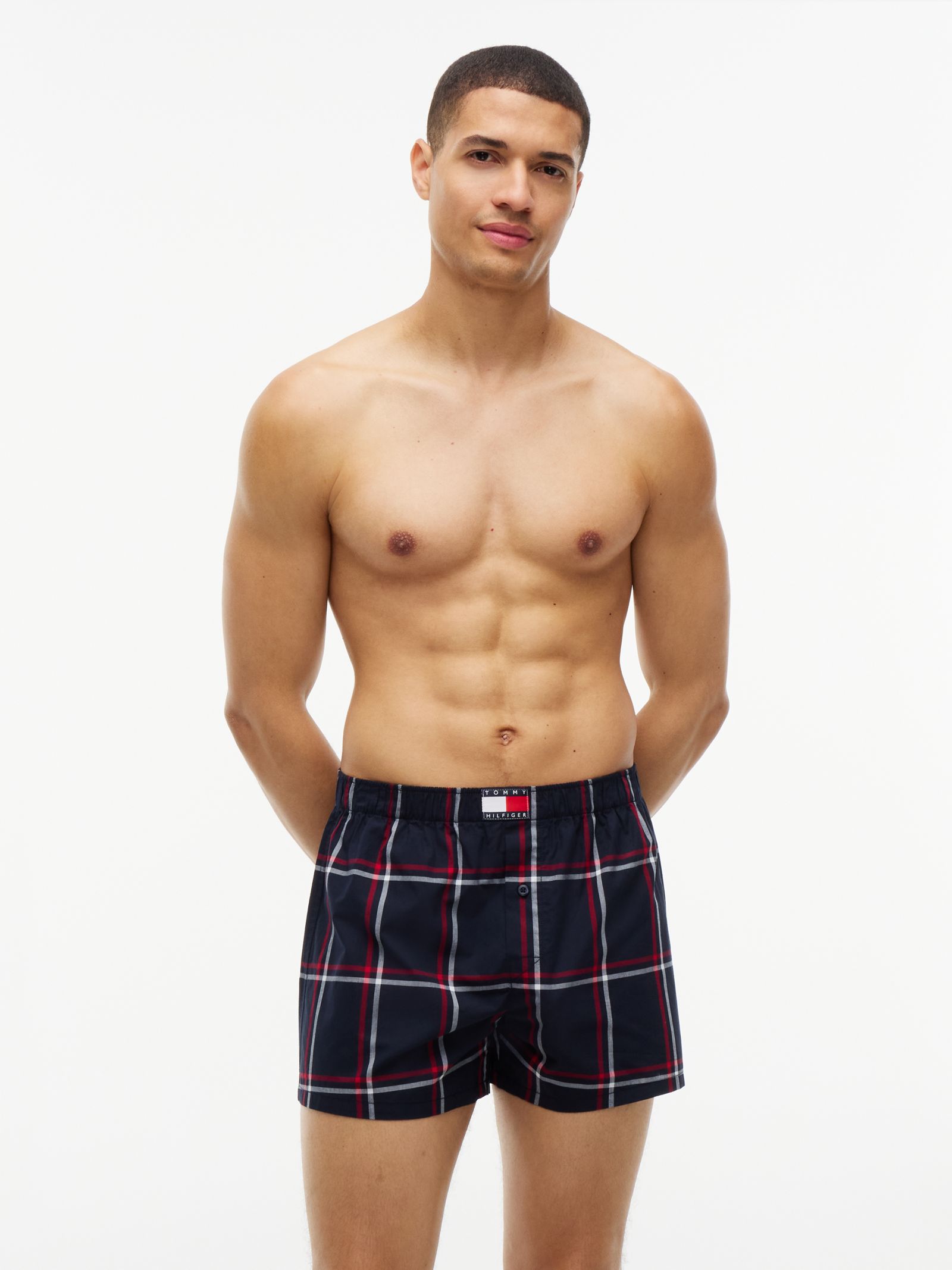 Tommy Hilfiger Set van 3 geweven boxershorts met Heritage Print in marine