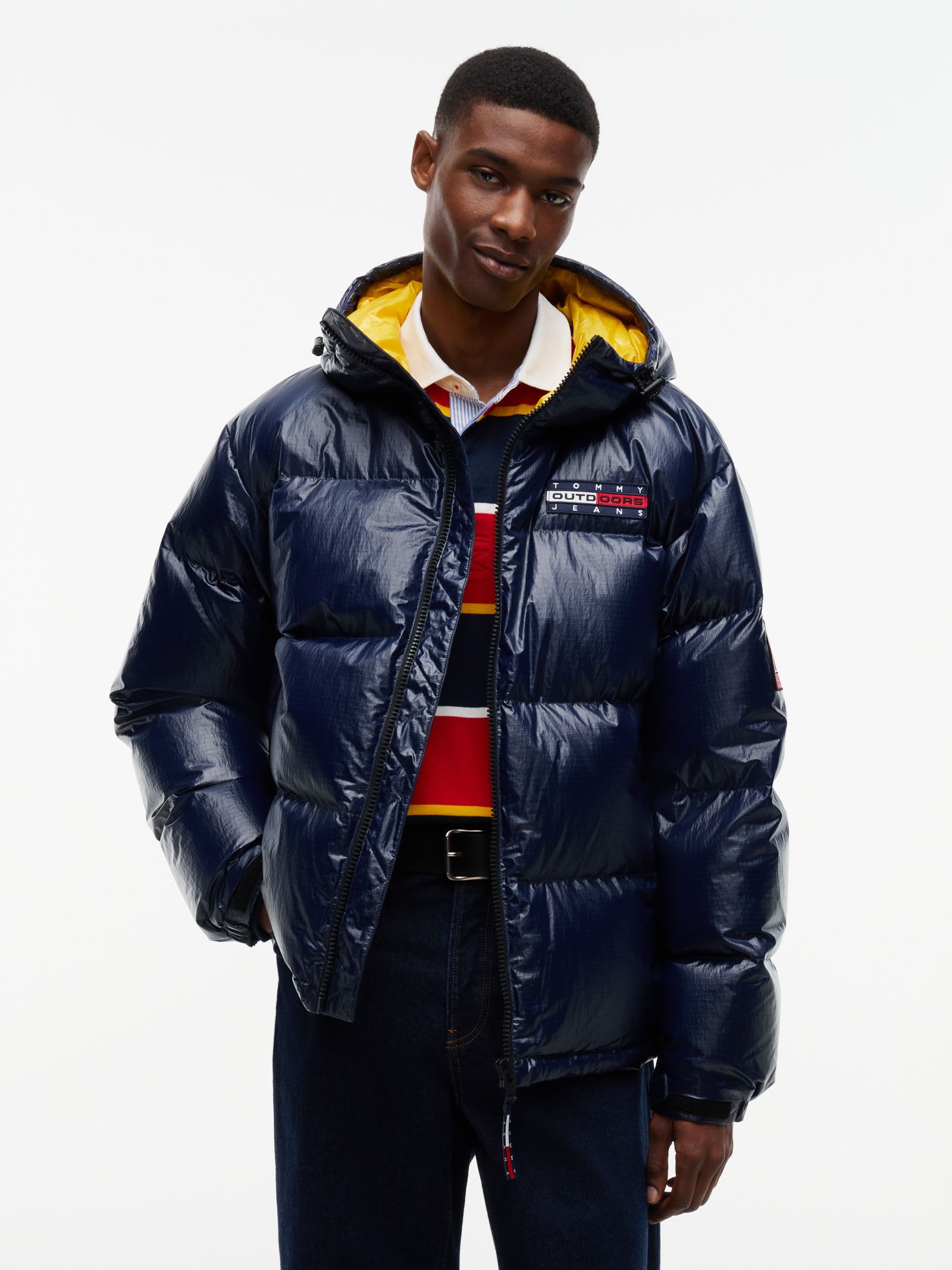 Tommy Jeans glanzend Alaska pufferjack met dons en capuchon for men in marine