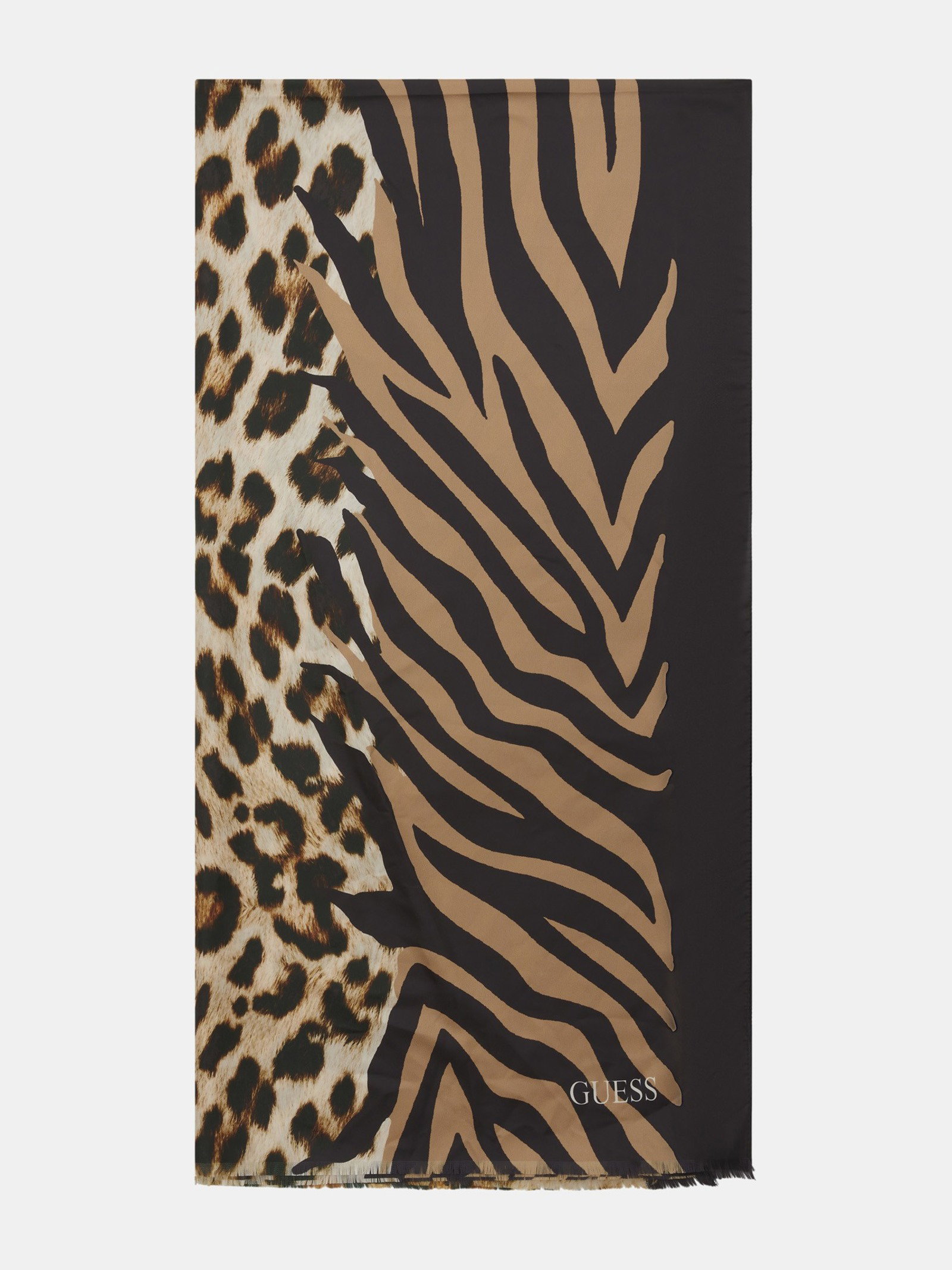 Guess Sjaal Met Dierenprint in bruin