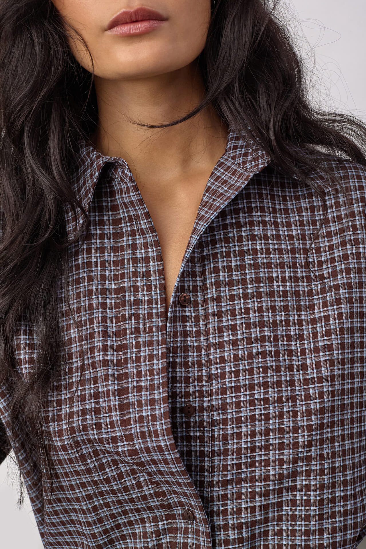Co’couture Blouse Odem check cuff Bruin dames