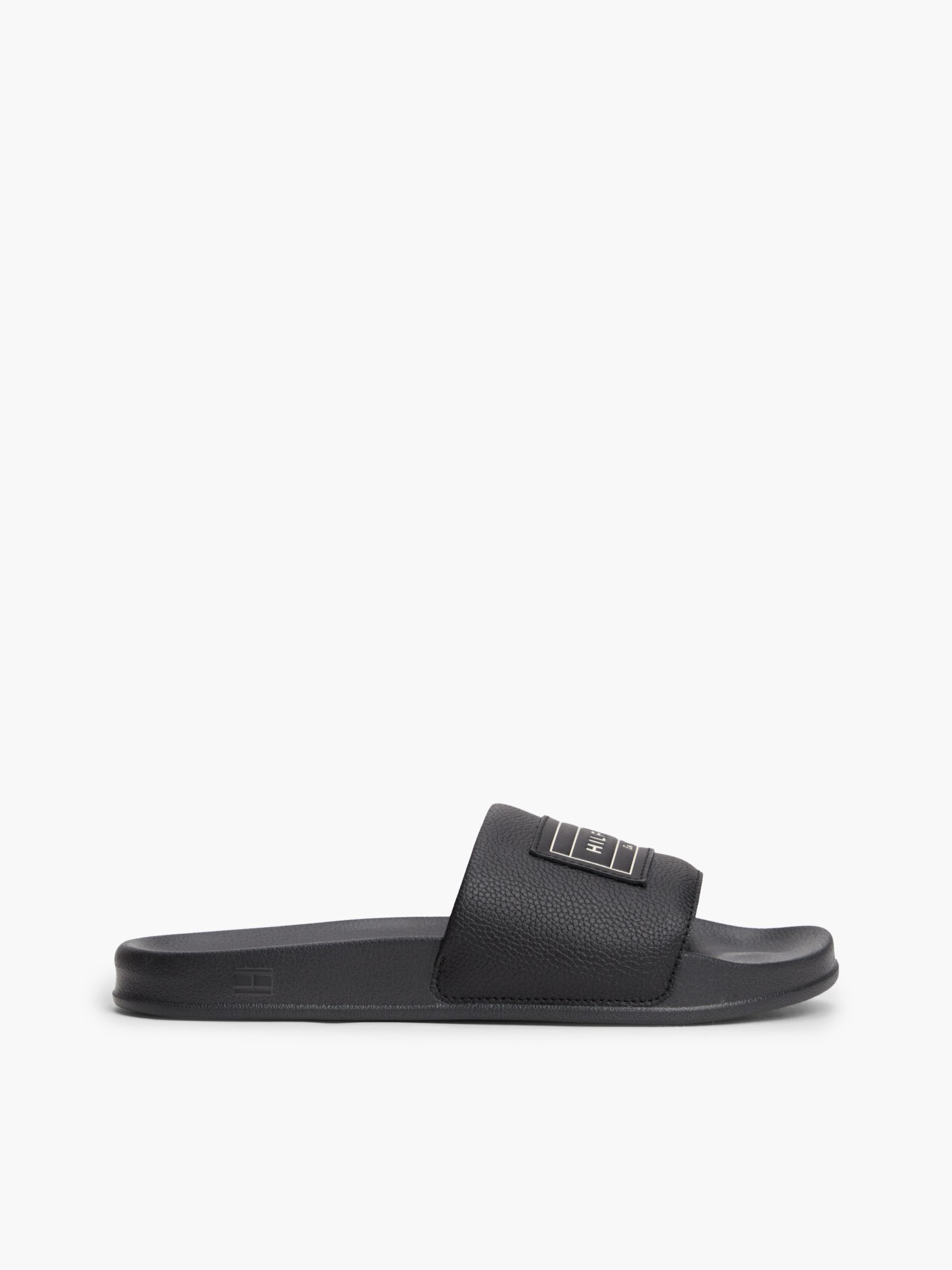 Tommy Hilfiger Badslipper met voorgevormd voetbed en logopatch in zwart