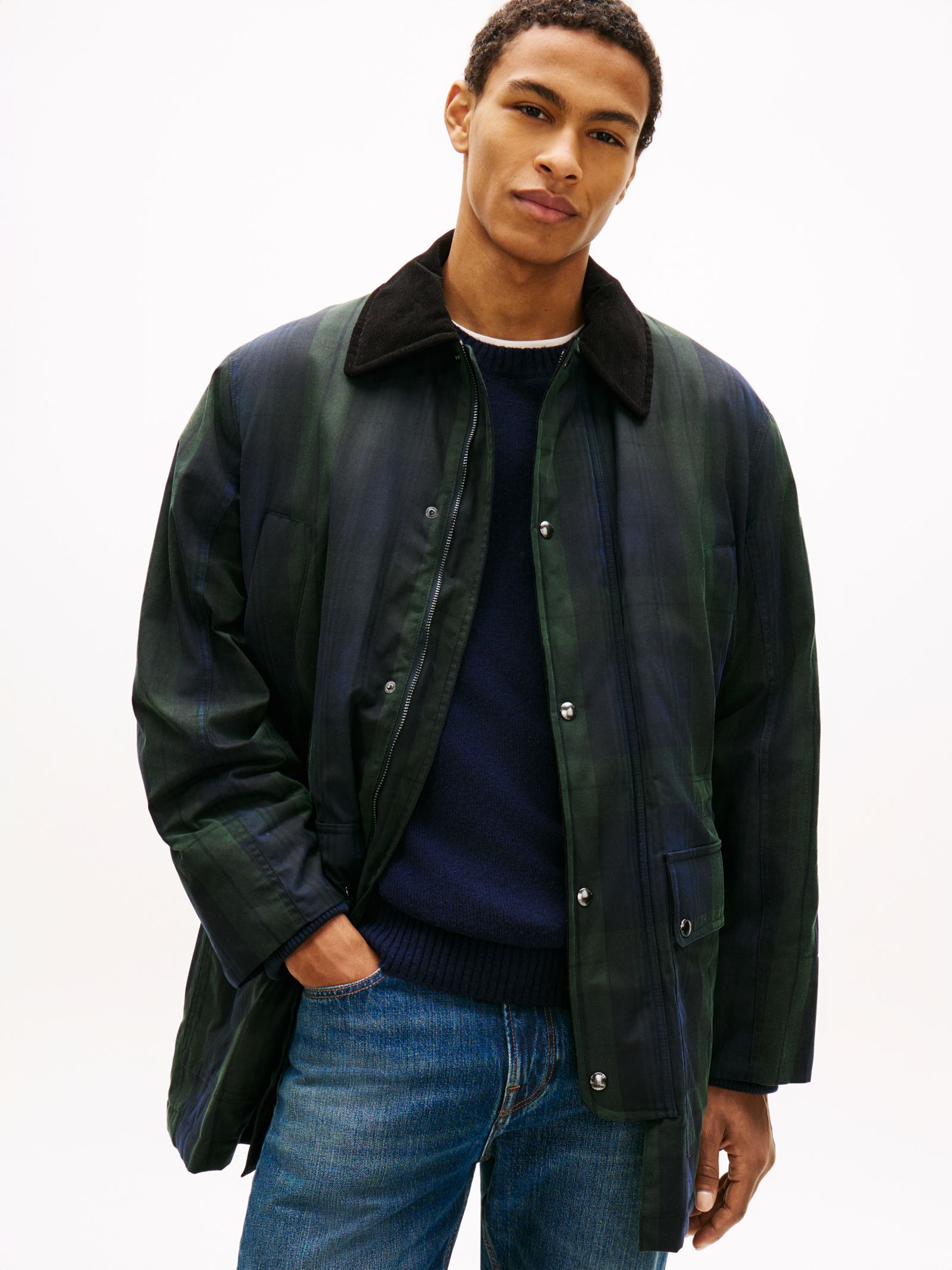 Tommy Hilfiger Relaxed gewaxt barnjack met tartanruit