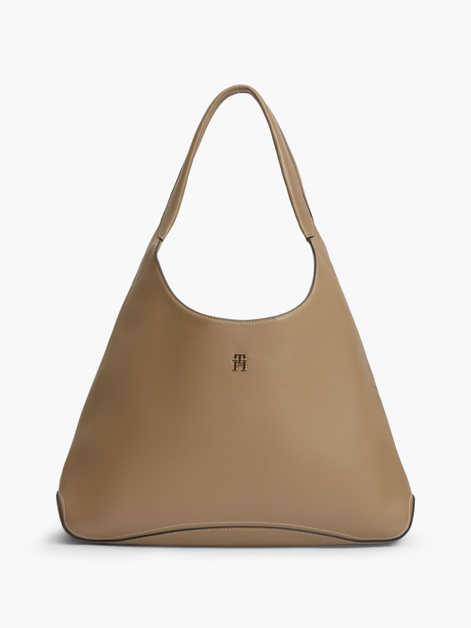 Tommy Hilfiger Hobotas met ritsvak en TH Monogram in beige