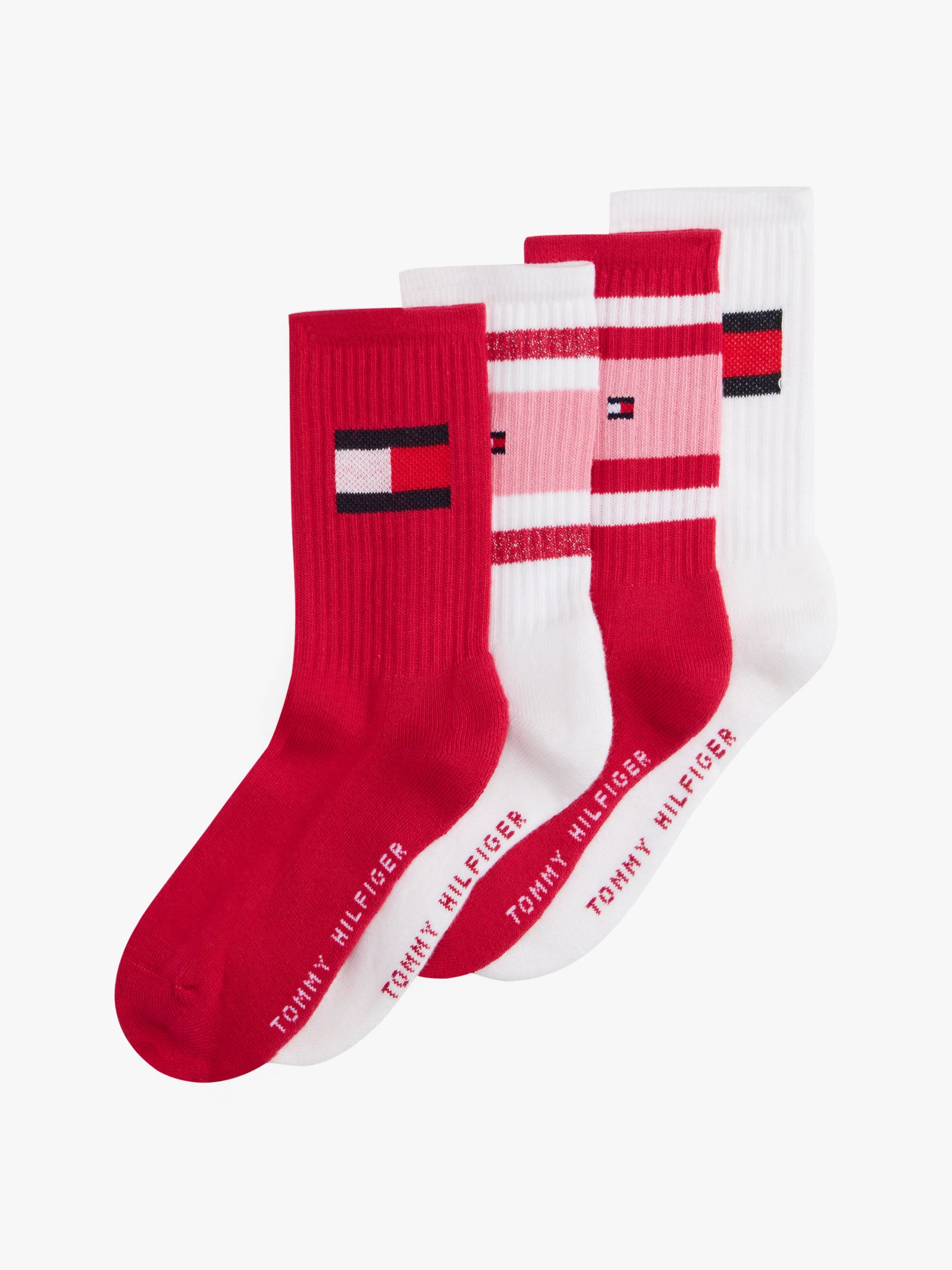 Tommy Hilfiger Set van 4 paar sokken met vlag in rood