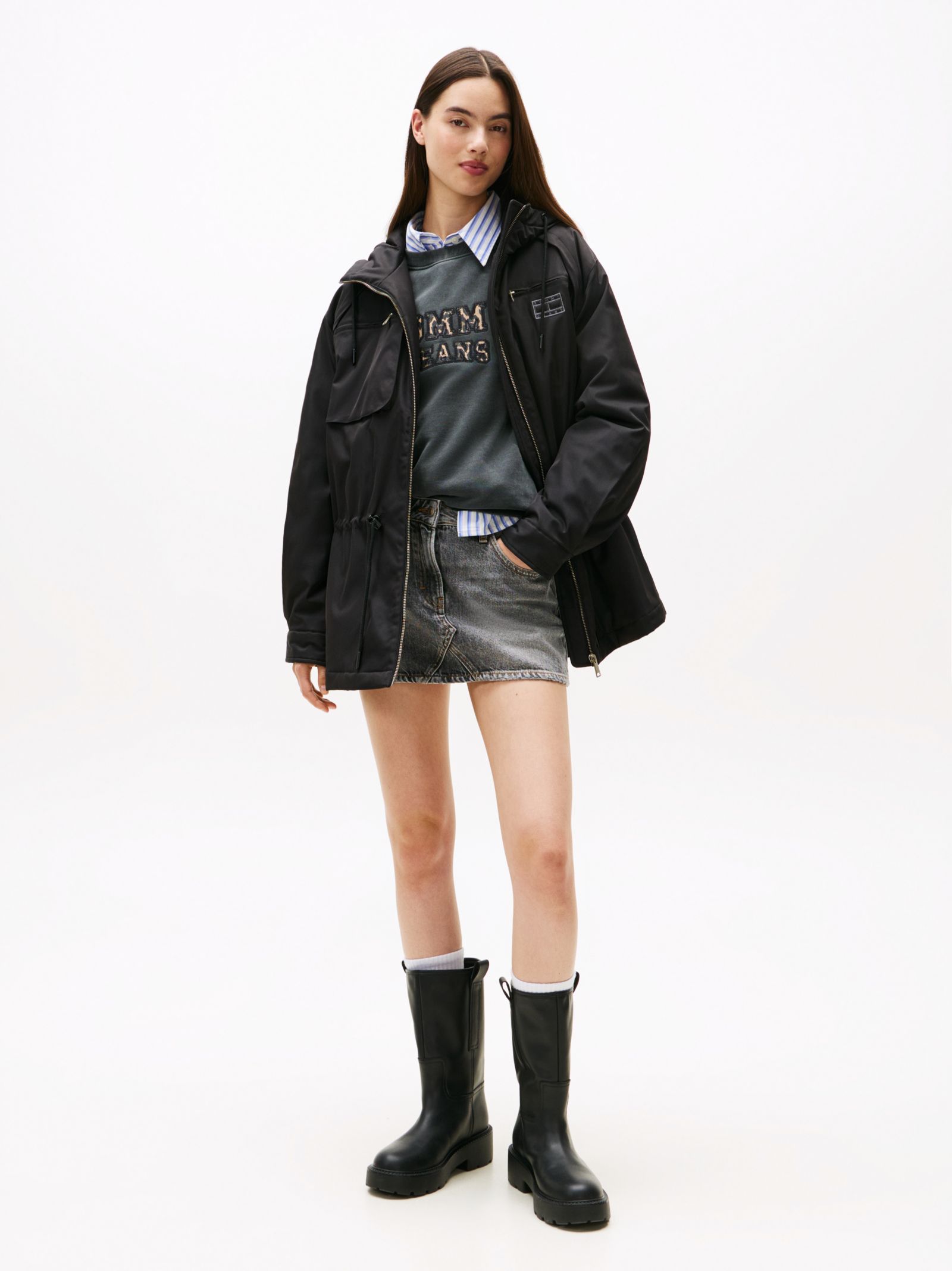 Tommy Jeans Relaxed Fit Parka met capuchon en badge
