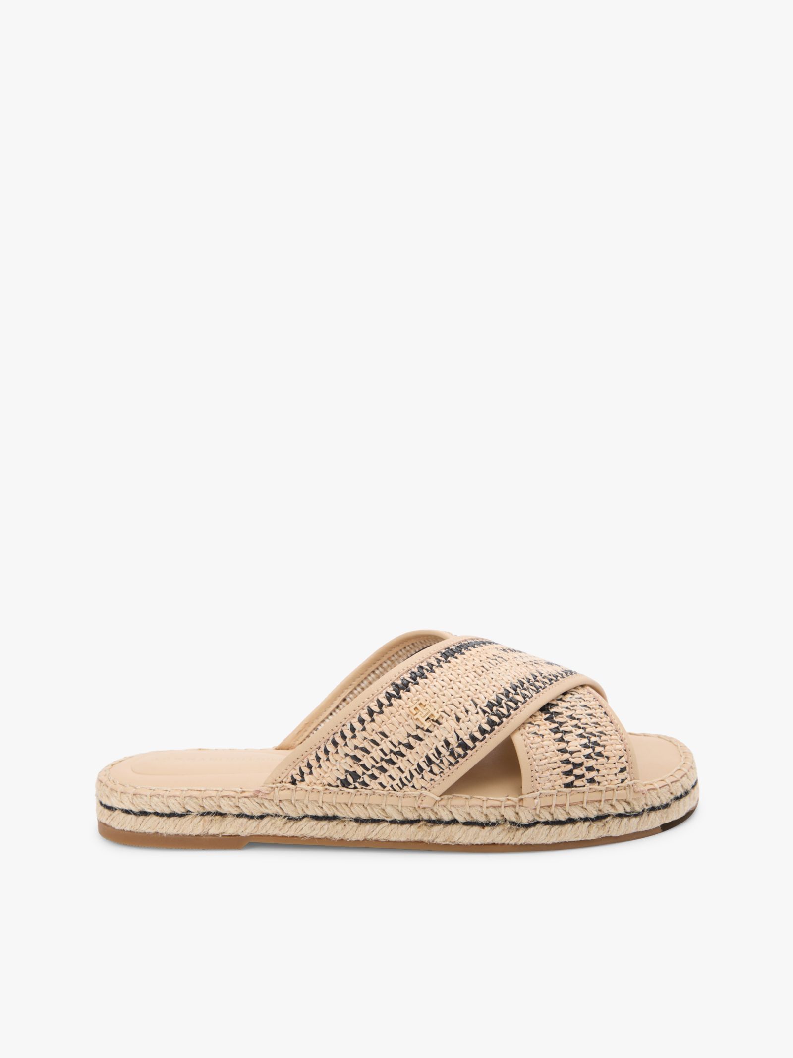 Tommy Hilfiger Espadrille muiltje met raffia en TH Monogram in beige