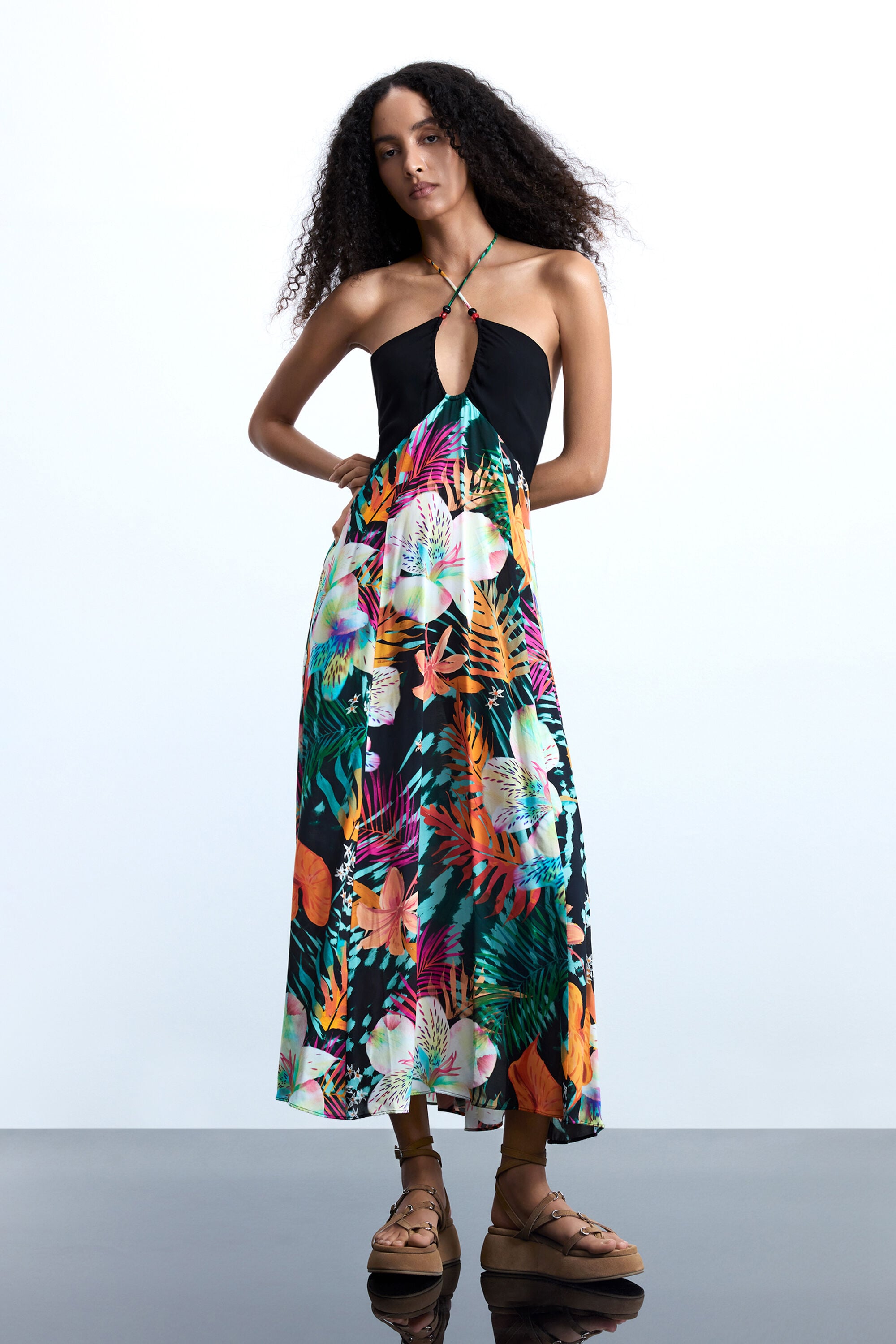 Desigual Lange tropische jurk