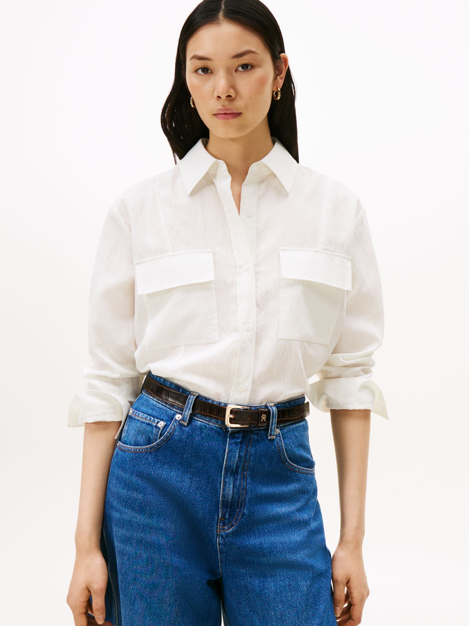 Tommy Hilfiger relaxed utility overhemd met crinkle effect