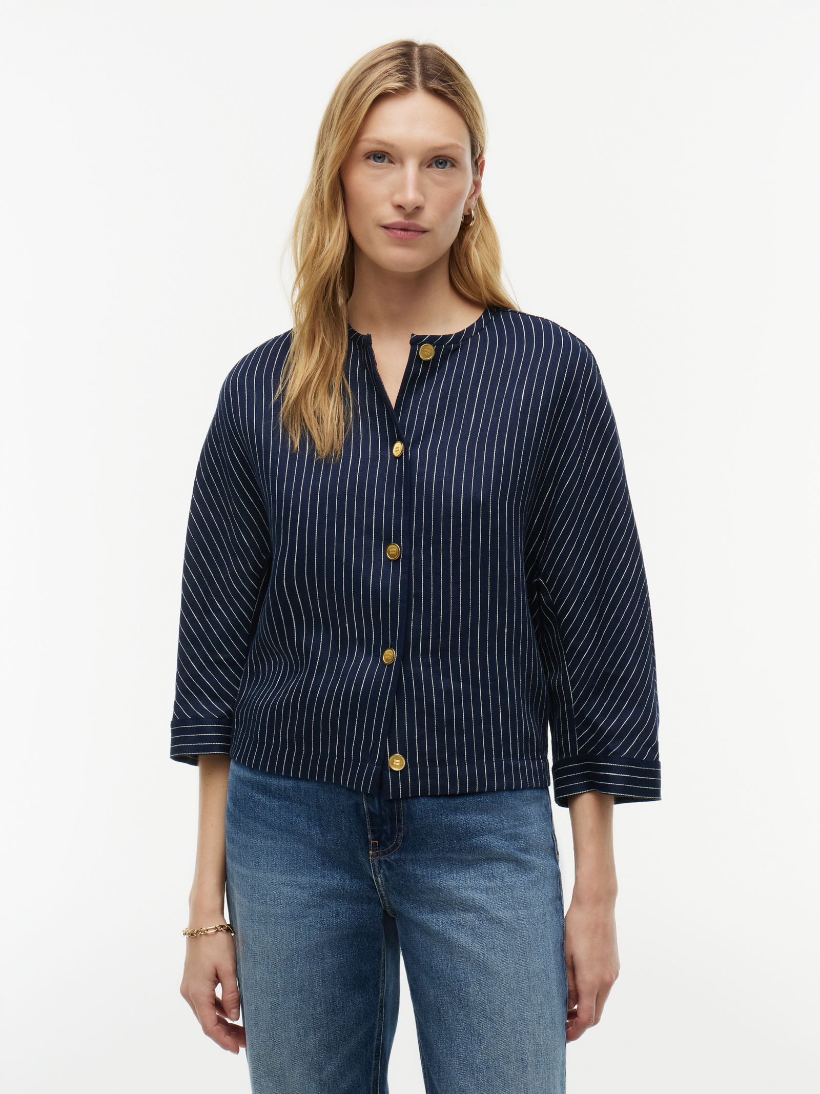 Tommy Hilfiger Relaxed blouse met krijtstreep en goudkleurige knopen