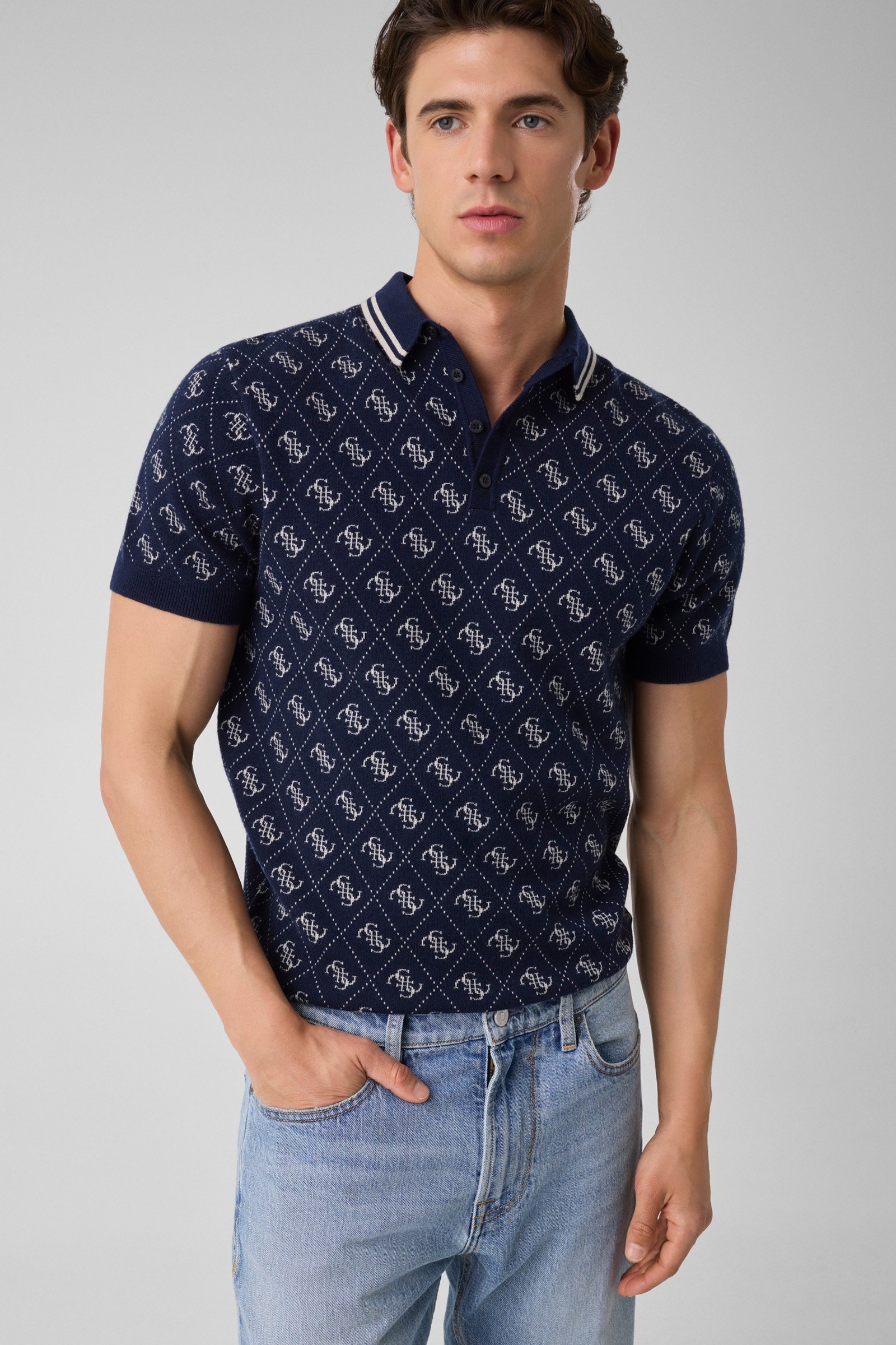 Guess 4G Logo Polo in marine