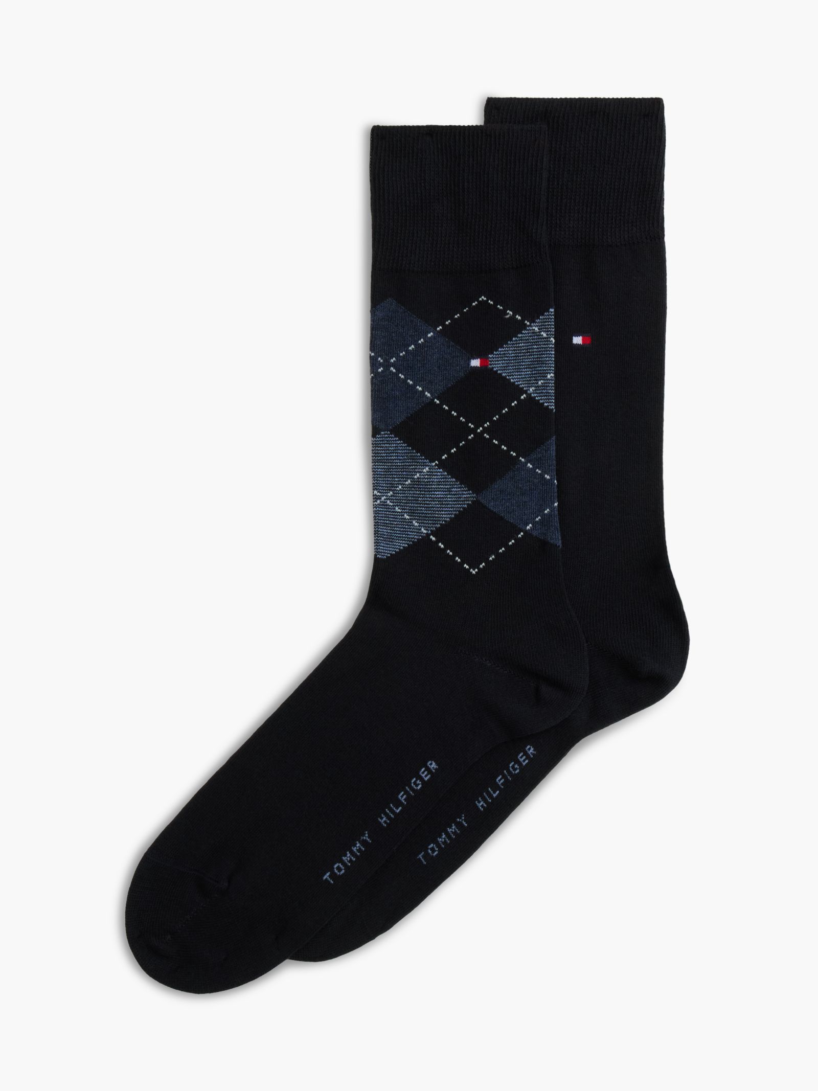 Tommy Hilfiger Set van 2 paar sokken met argyle ruit en vlag in zwart