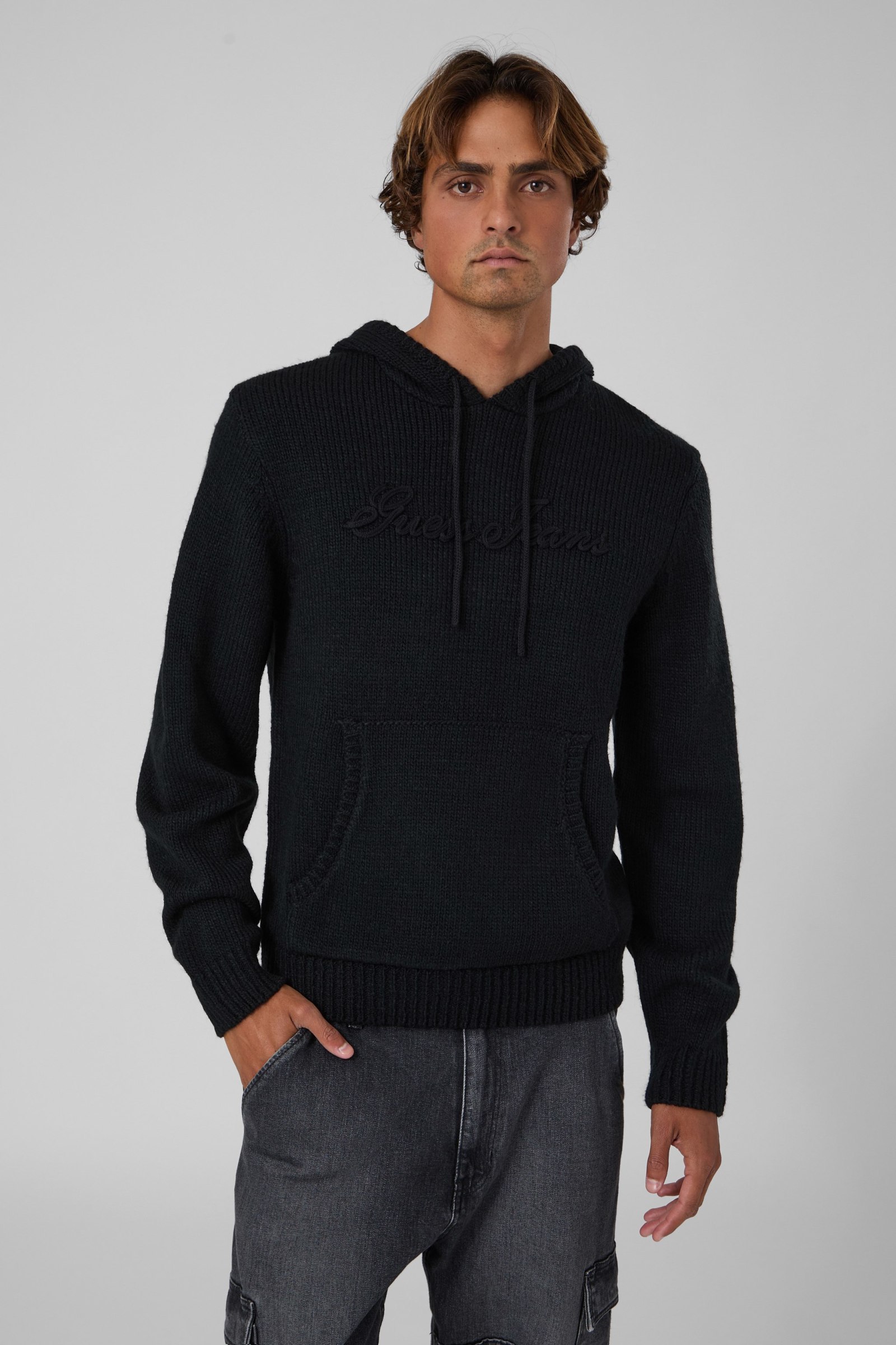 Guess Hoodie Met Geborduurd Logo in zwart