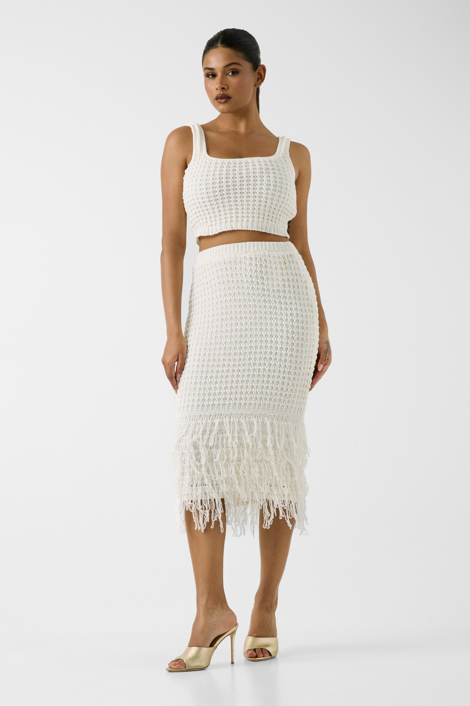 Guess Midi Rok Met Franjes