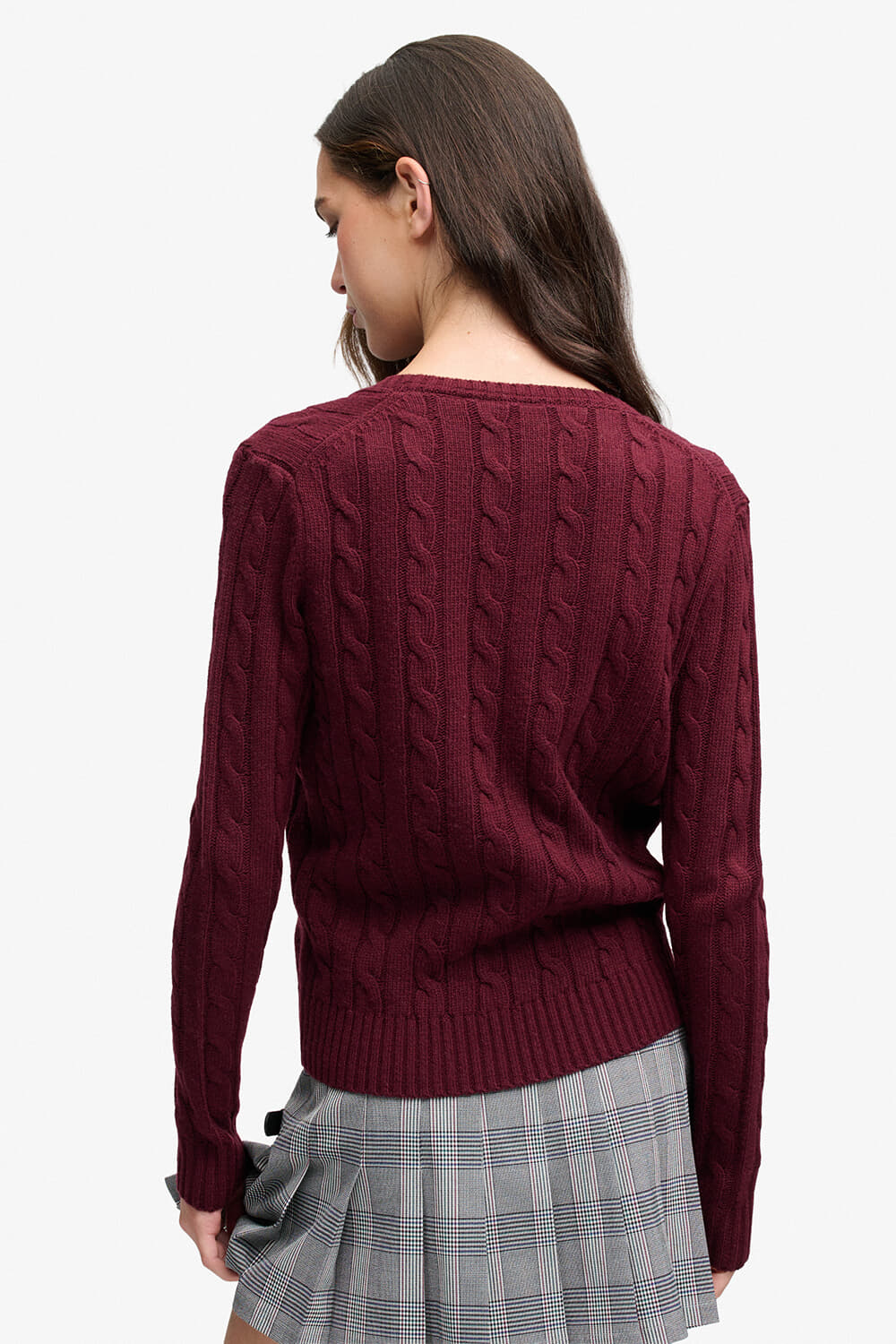 Superdry & Co Trui Wollen Mix Kabel Bordeaux Rood dames