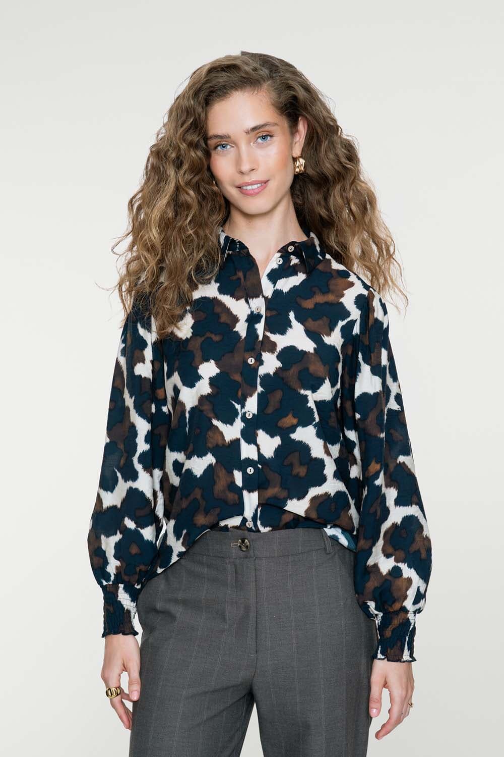Geisha dark blue/brown blouse for women