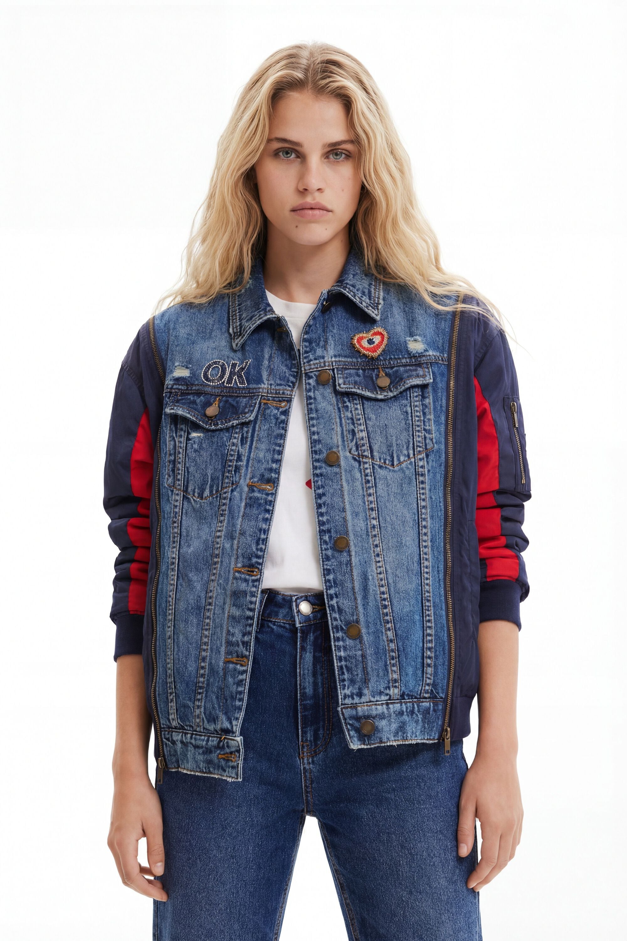 Desigual Hybride denim oversized bomberjack