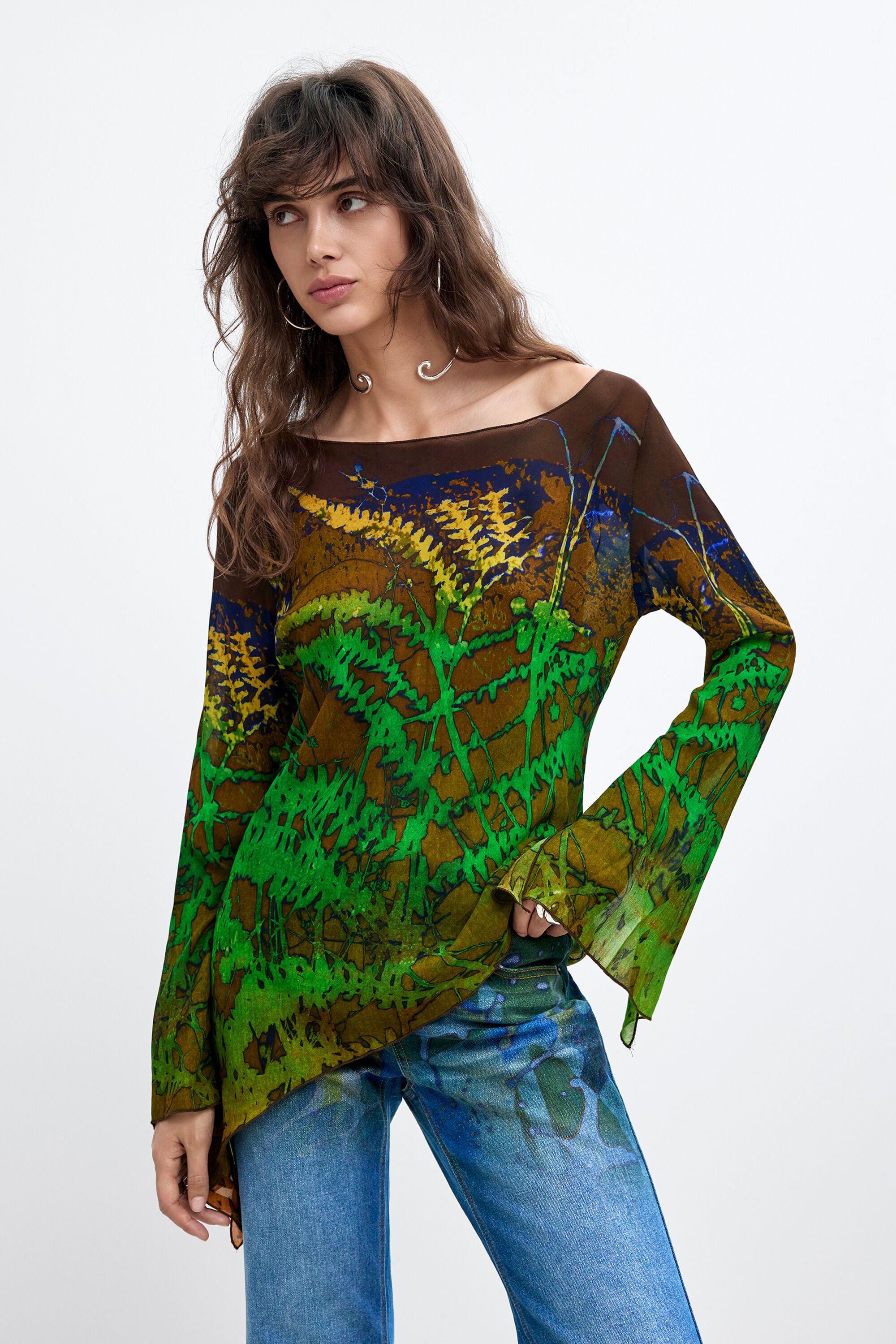 Desigual Asymmetrische bedrukte blouse M. C. Lacroix in multicolor