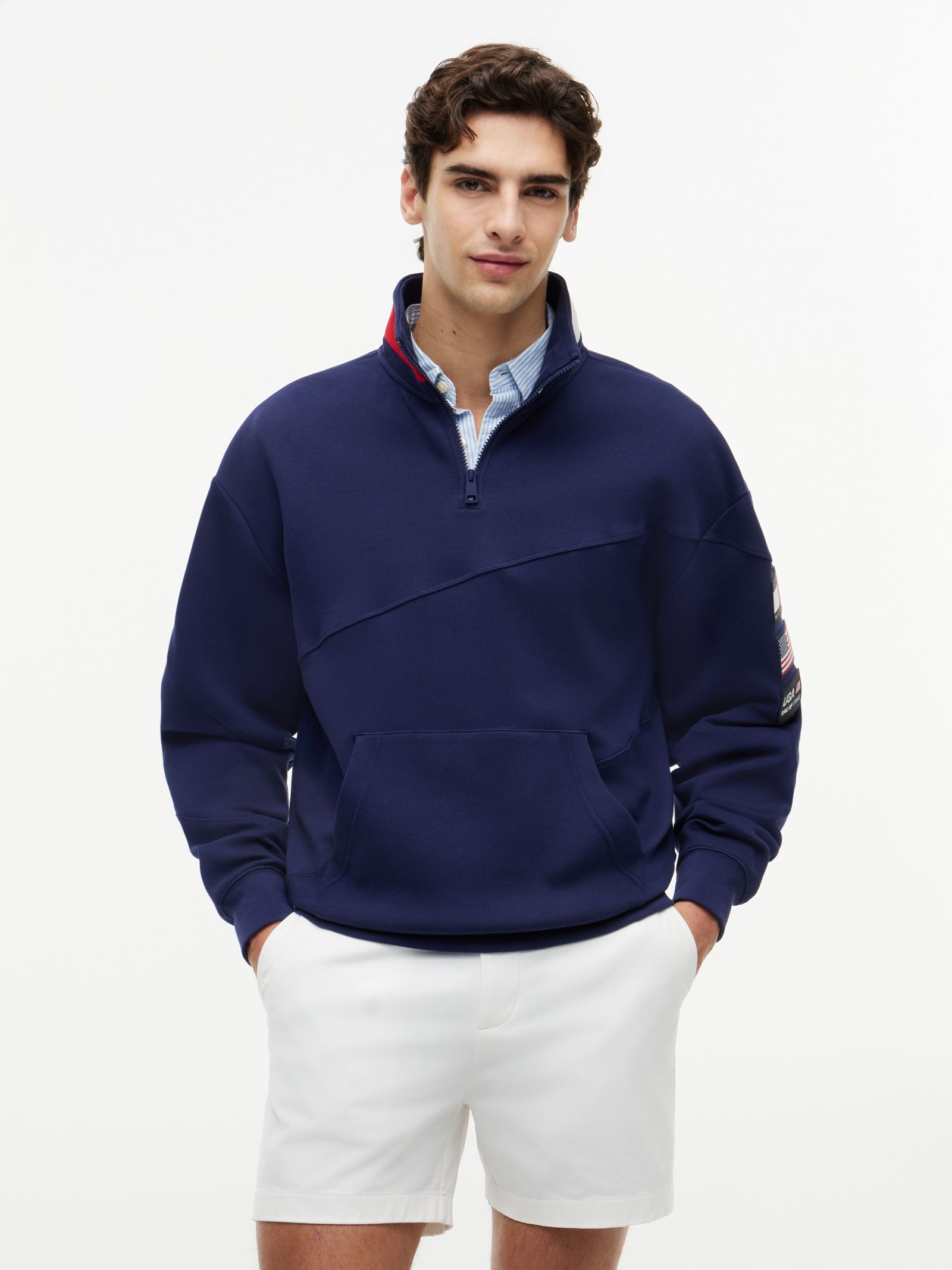 Tommy Hilfiger Tommy X Us Sail Gp Team sweatshirt met 1 4 rits in marine