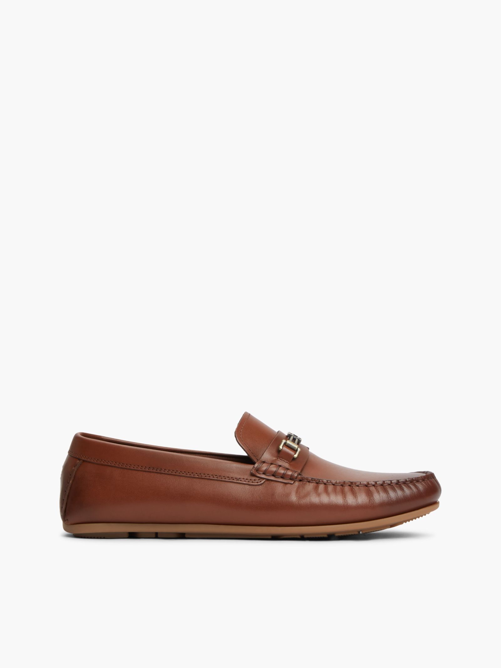 Tommy Hilfiger Leren driver schoen met metalen vlag in bruin