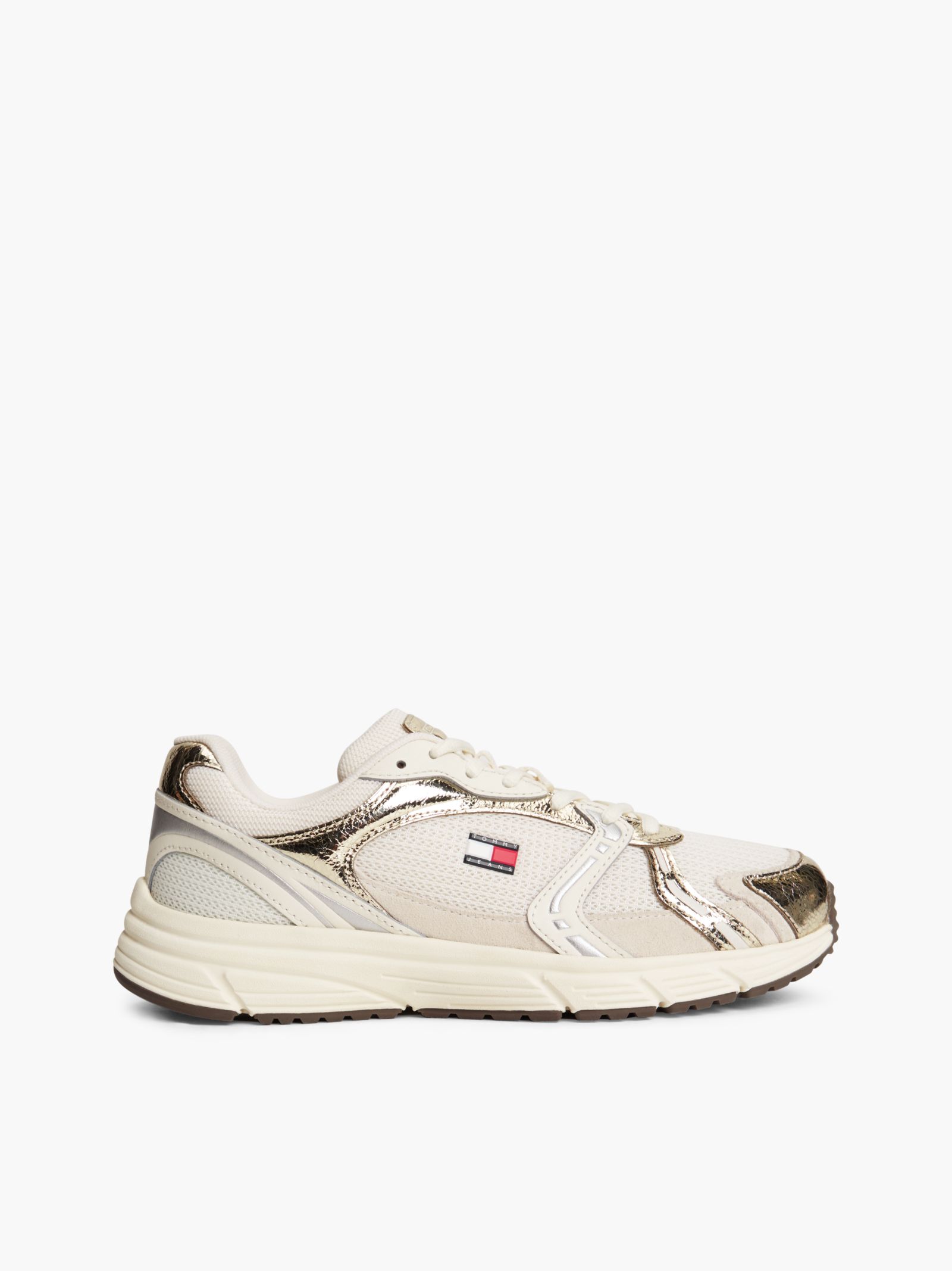 Tommy Jeans Metallic sneaker met gemengde texturen in wit