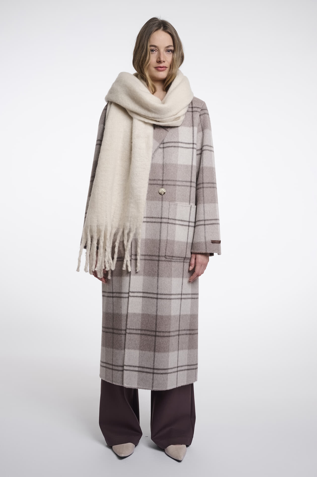 Rino & Pelle Rino & Pelle Sjaal Gella Fringes Beige dames