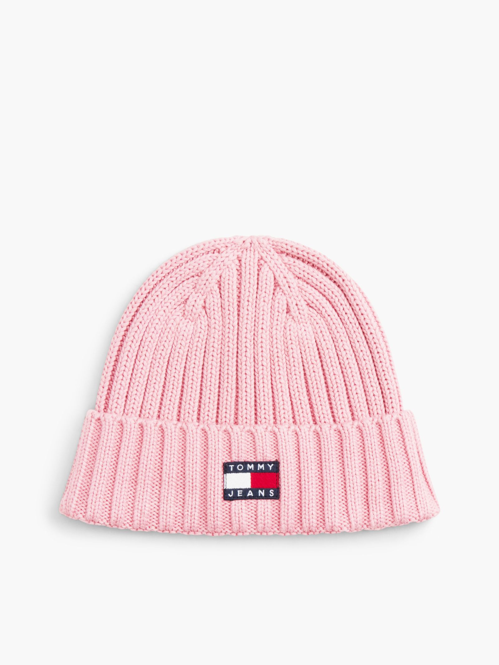 Tommy Jeans Heritage Ribgebreide Beanie met Logo for women in roze