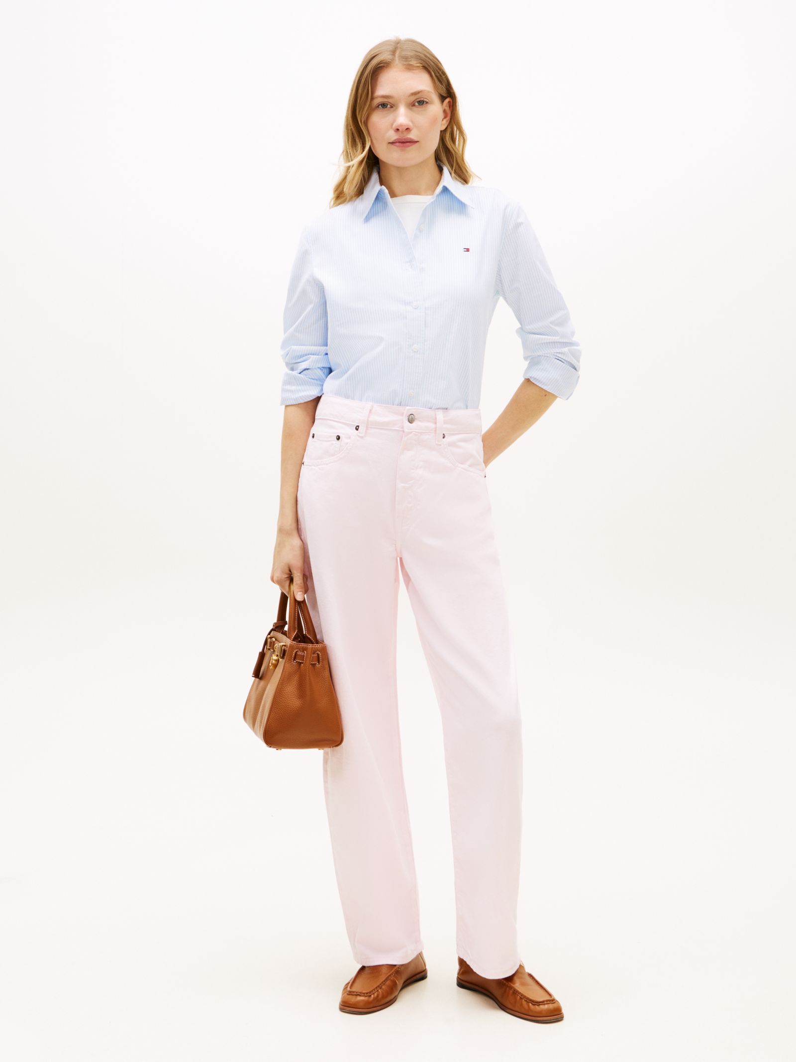 Tommy Hilfiger medium rise barrel jeans in roze