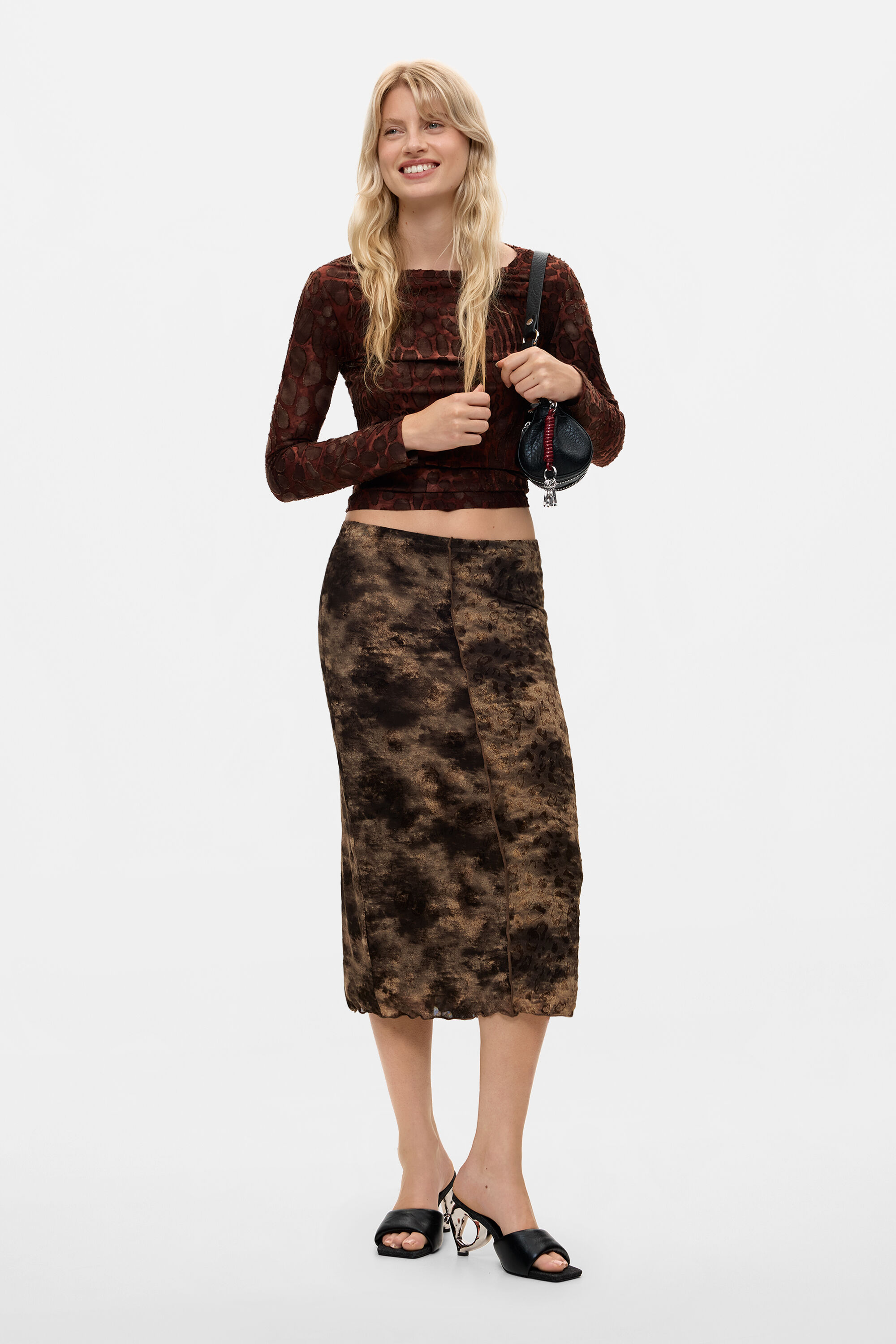Desigual Midi-rok met dierenprint