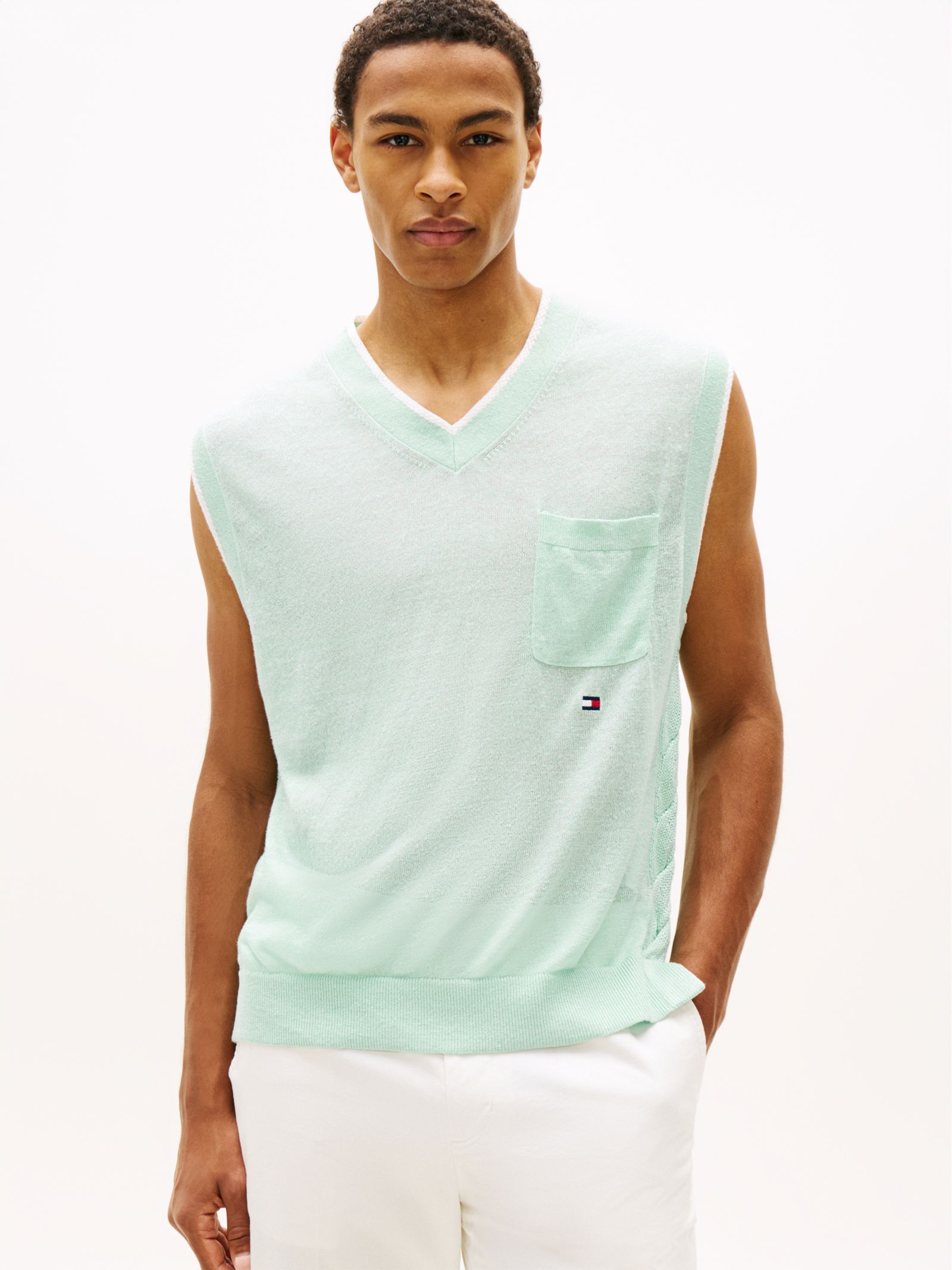 Tommy Hilfiger Lichtgewicht spencer van linnenmix met V hals