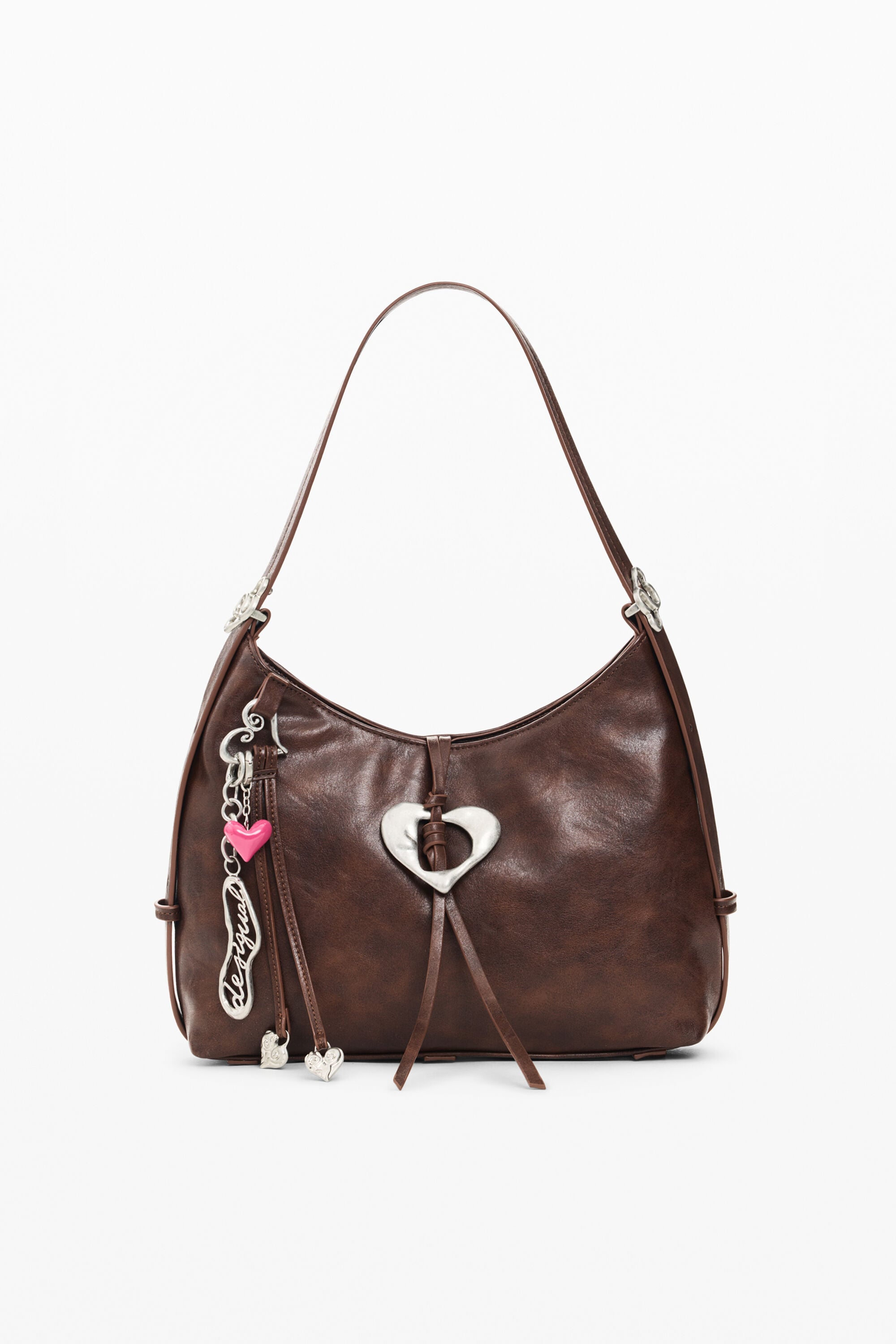 Desigual Middelgrote tas met leerlook in bruin