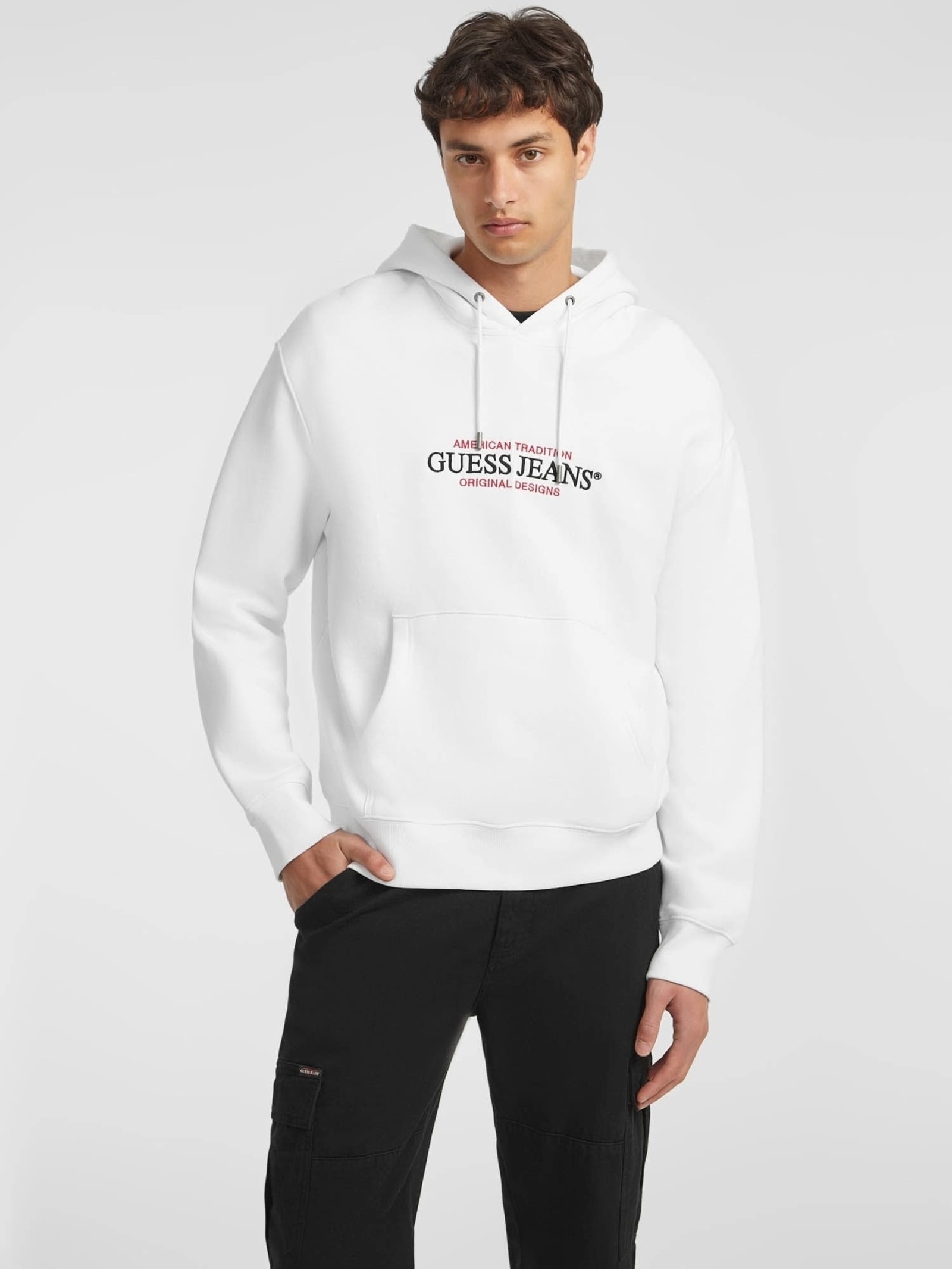 Guess American Tradition-Sweater Met Capuchon in wit