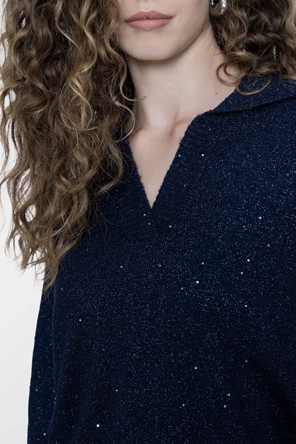 Geisha Trui Lurex & Sequinces Navy dames