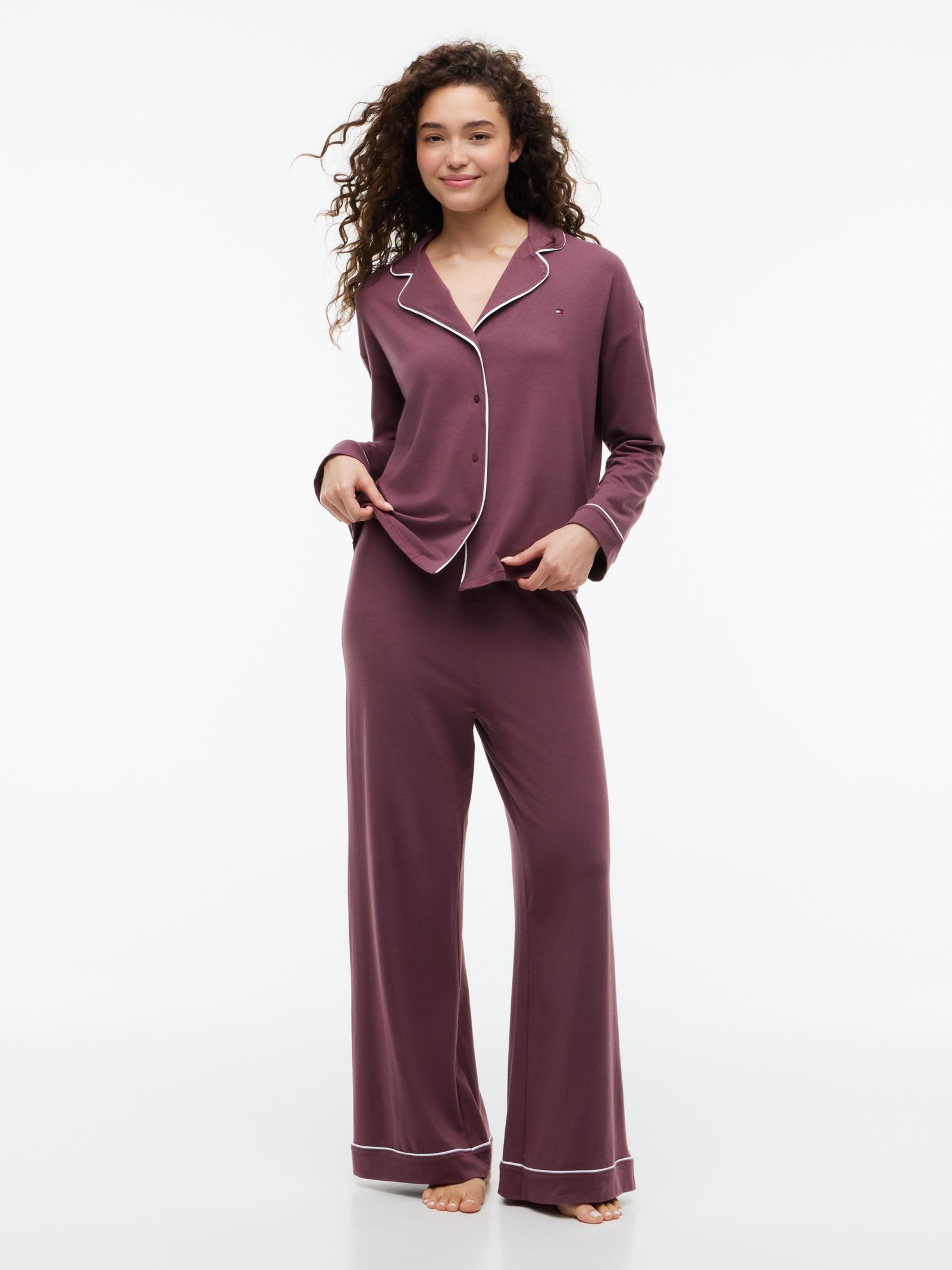 Tommy Hilfiger Essential Relaxed Pyjamaset met biezen in roze