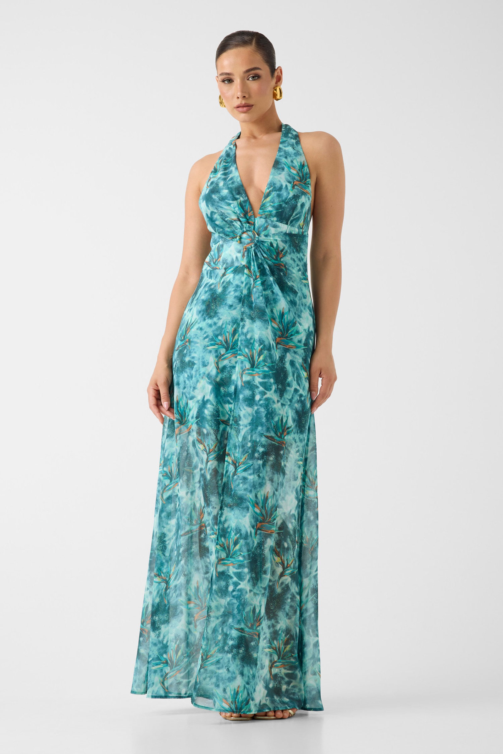 Guess Marciano Maxi Met Halternek Jurk in blauw