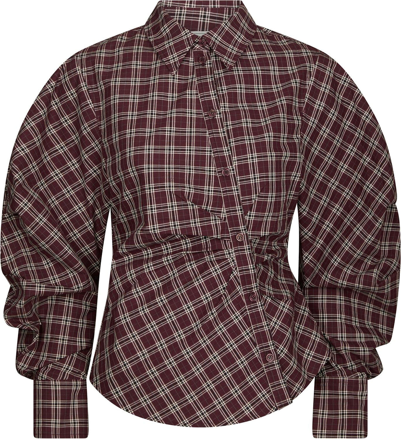 Neo Noir Blouse Neoella Medium Check Bordeaux Rood dames