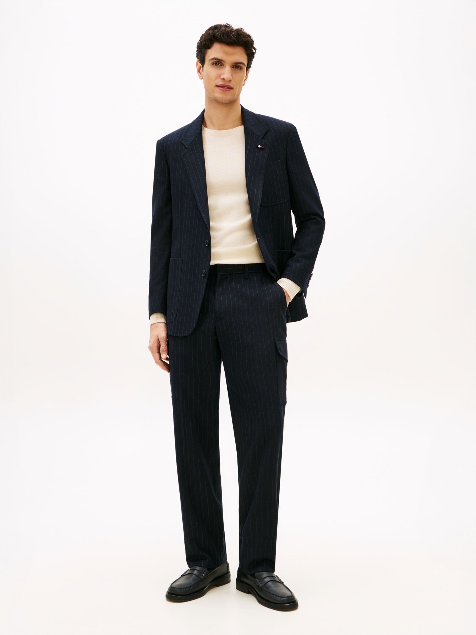 Tommy Hilfiger wolmix broek met krijtstreep