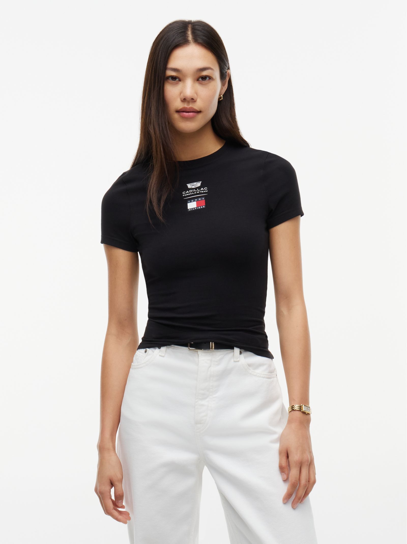 Tommy Hilfiger TH X Cadillac Formula 1® Team T-shirt met logo for women in zwart
