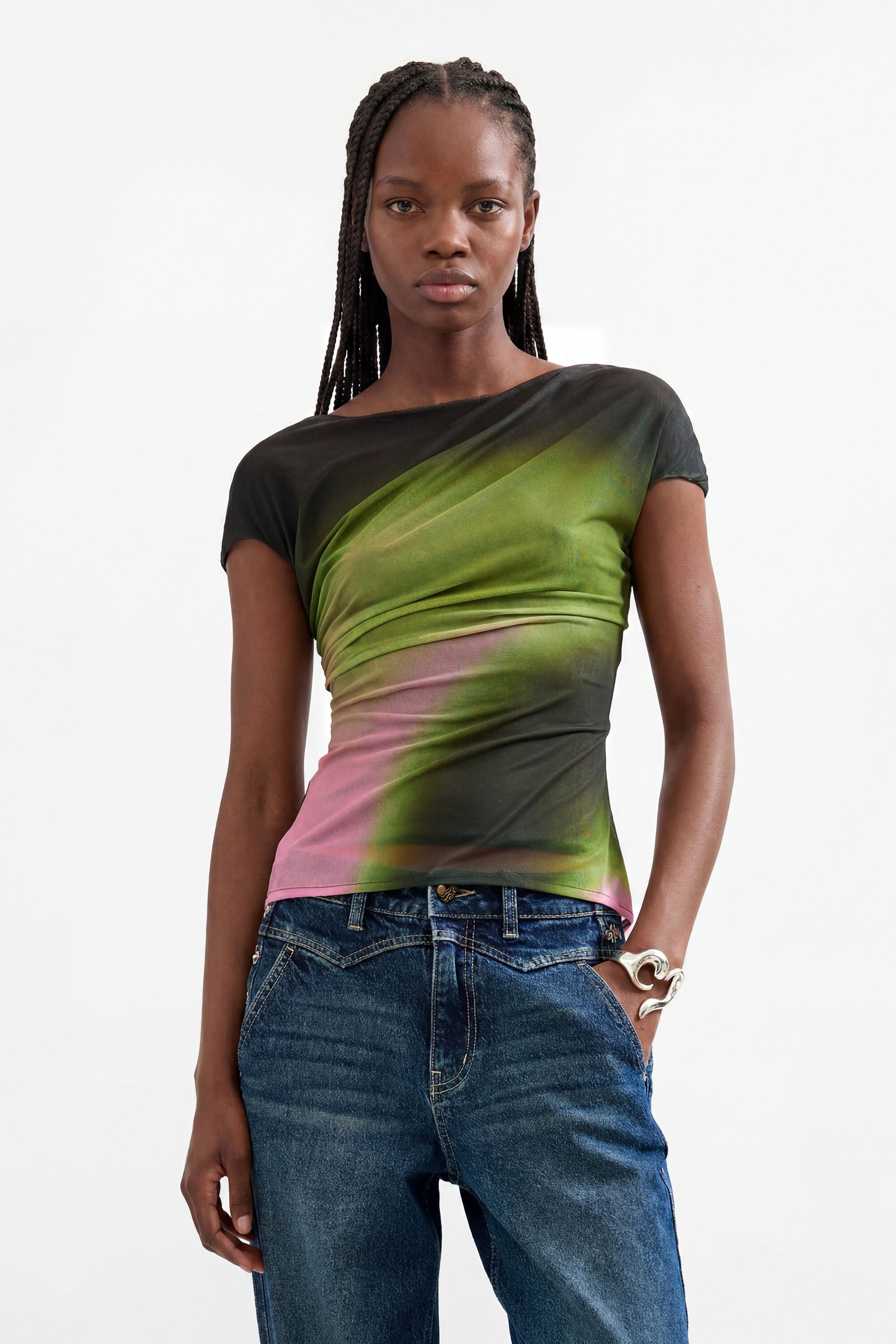 Desigual Gebreid T-shirt met korte mouwen in zwart