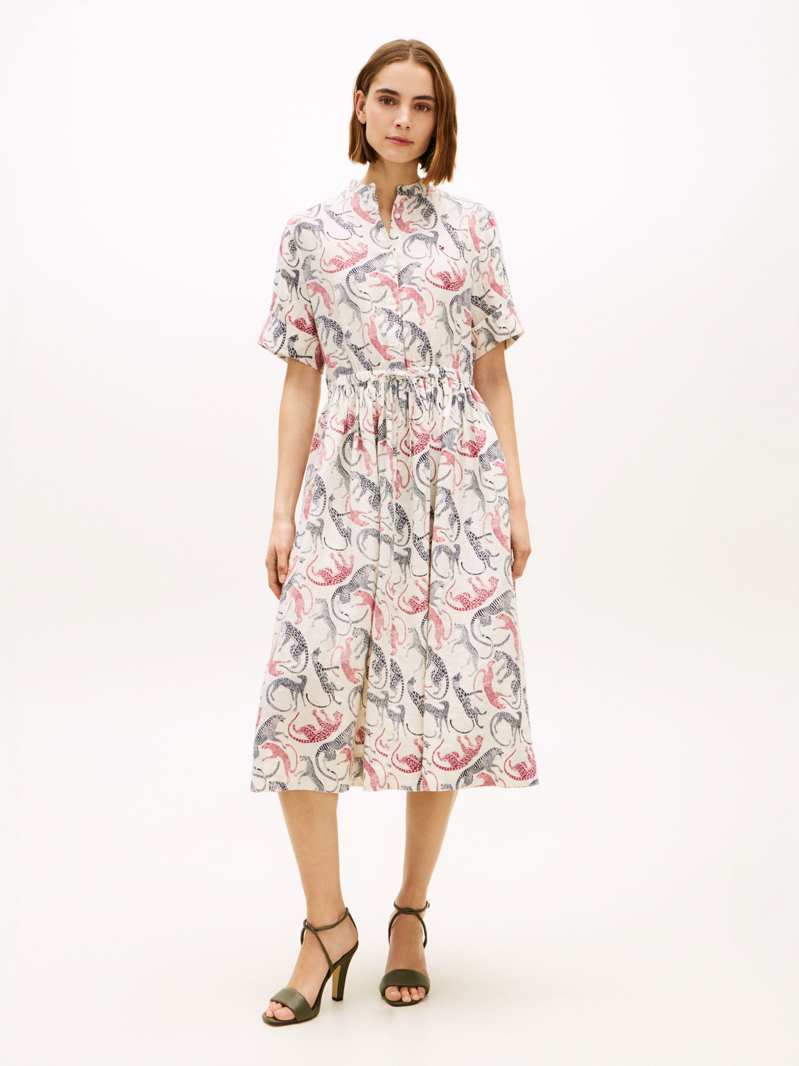 Tommy Hilfiger Midi overhemdjurk van puur linnen in wit